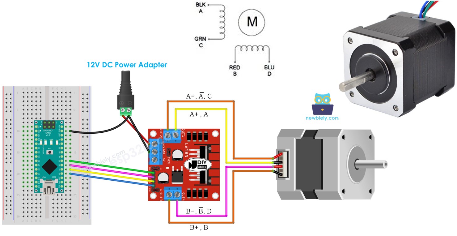 Control Stepper Motor with L298N Motor Driver & Arduino