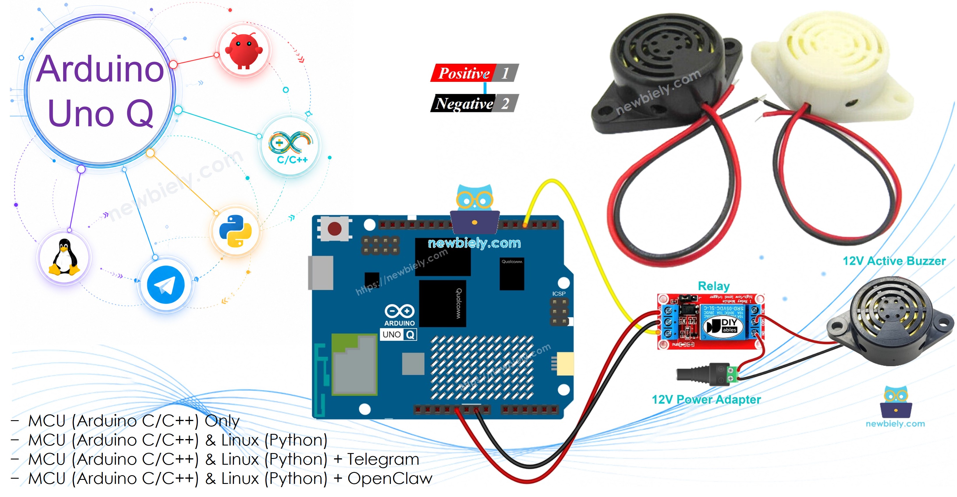Arduino UNO Q - 12V Active Buzzer