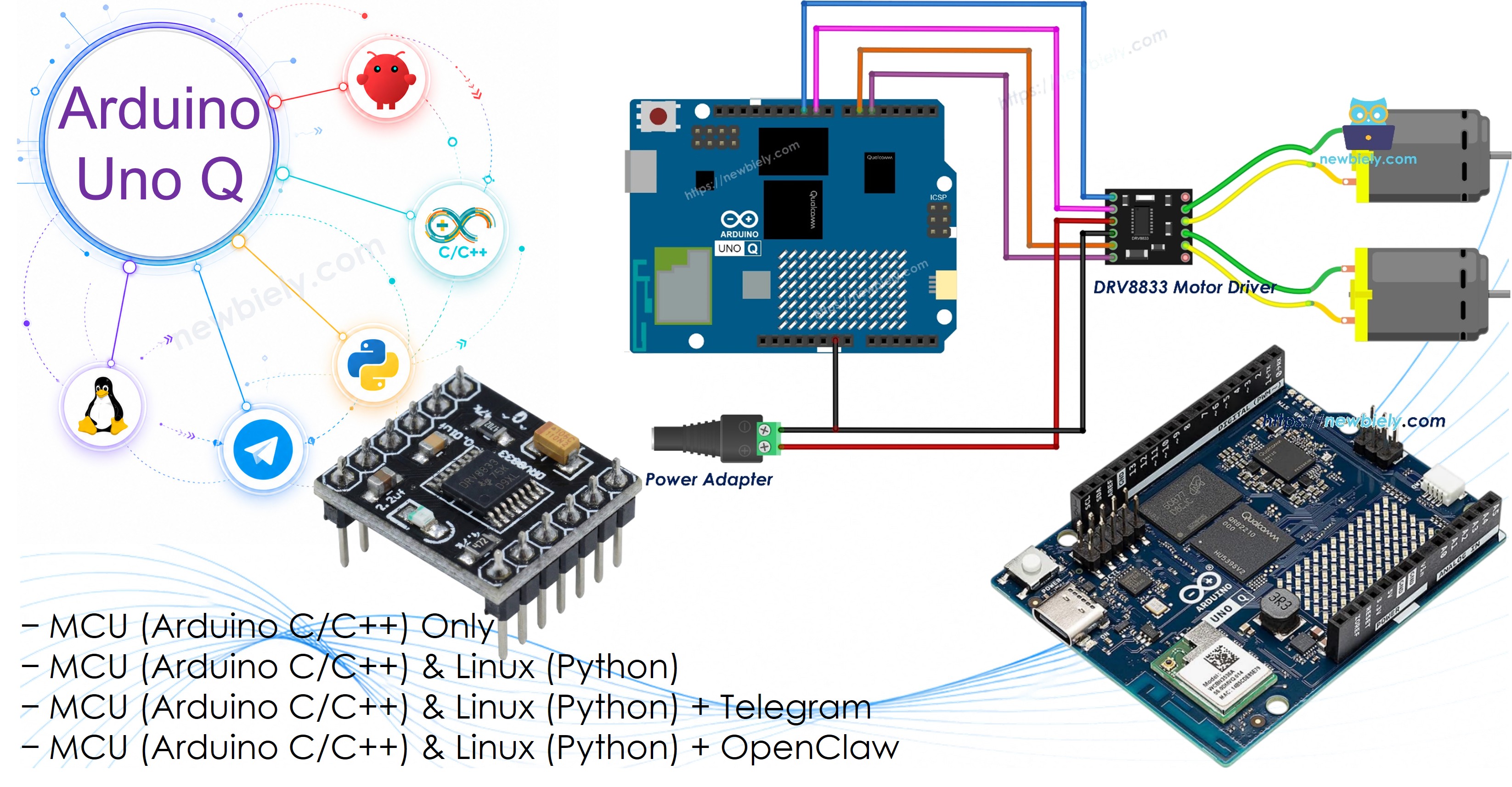 Arduino UNO Q DRV8833 DC Motor Driver