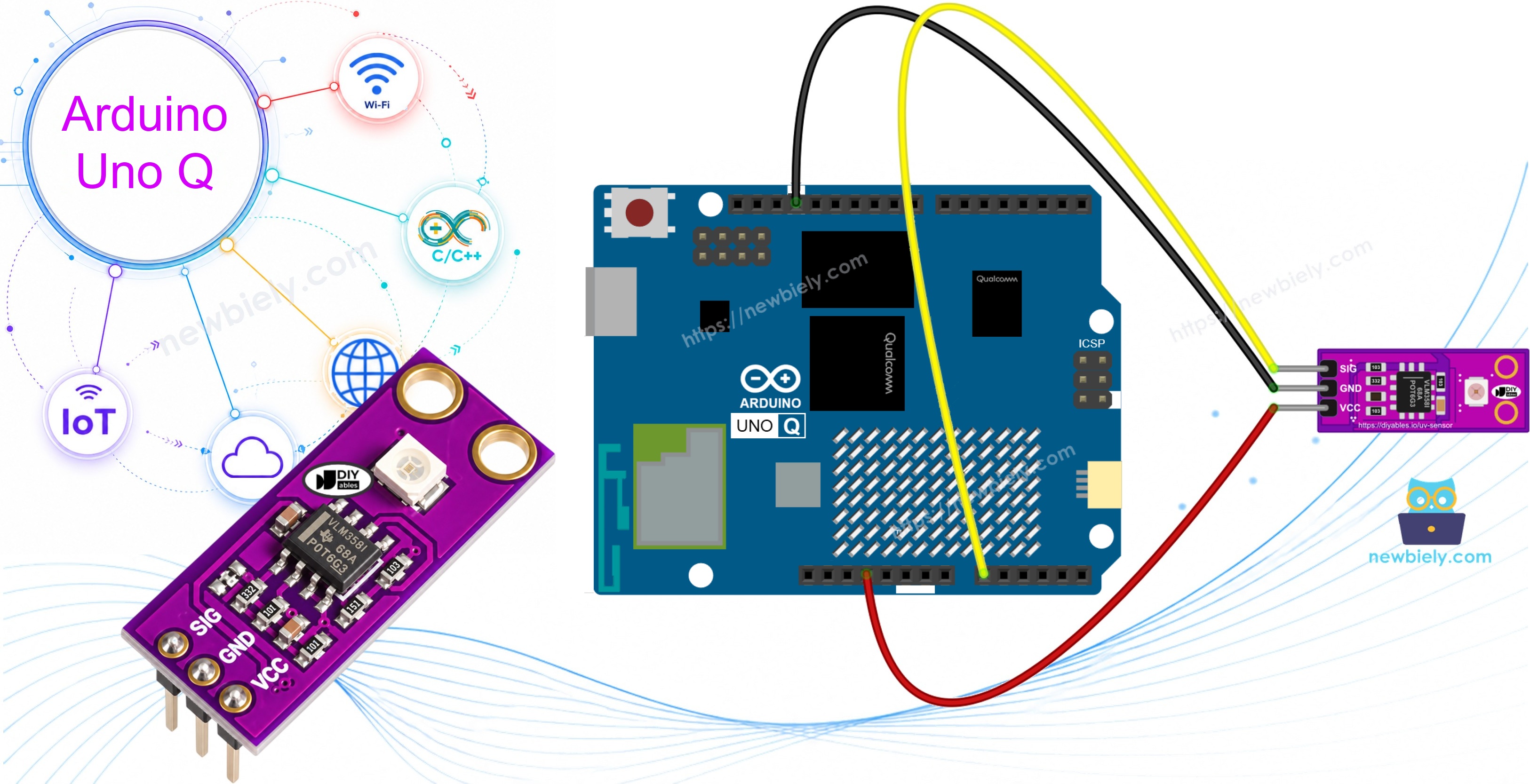 Arduino UNO Q GUVA-S12SD UV Sensor