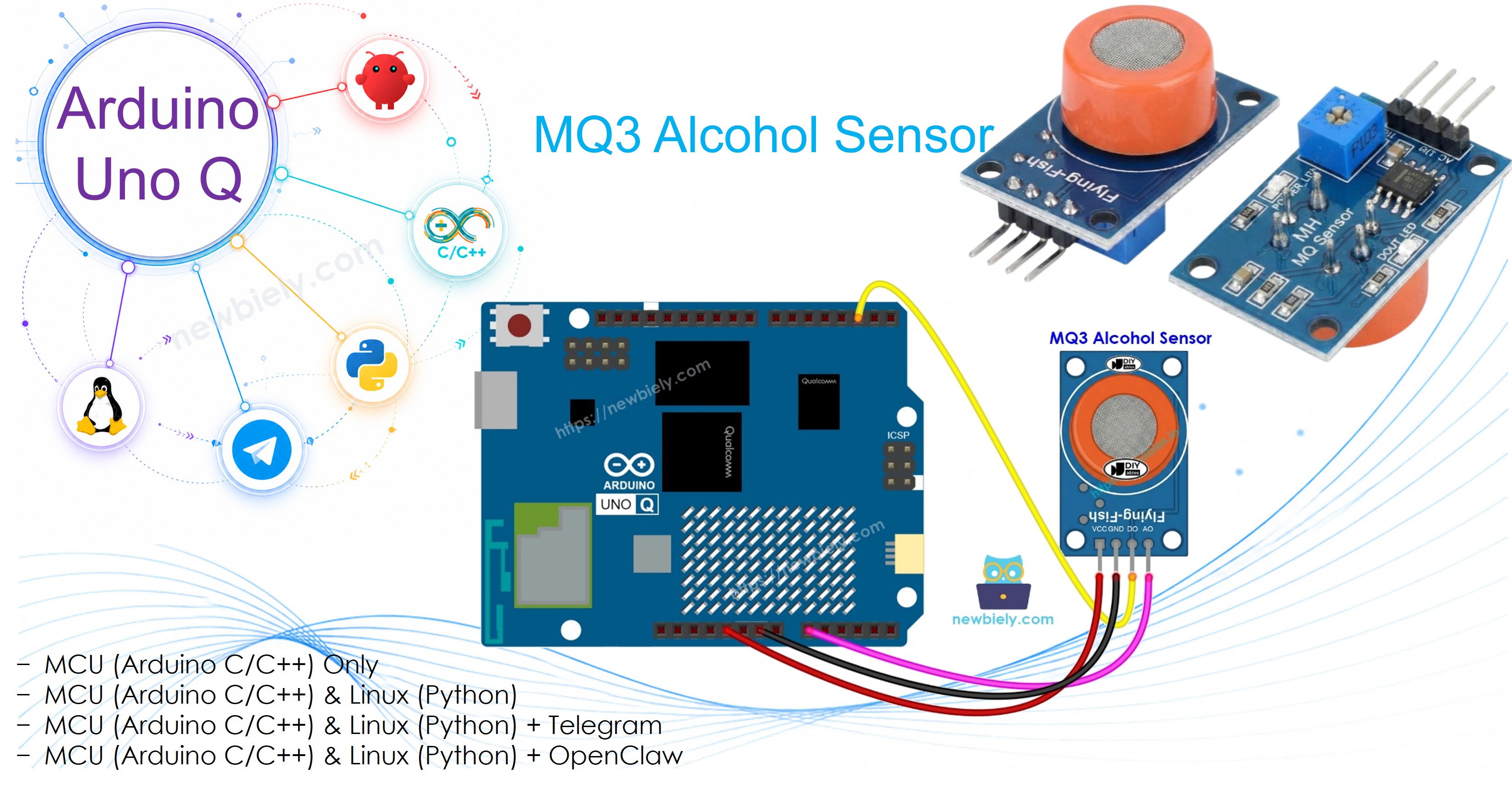 Arduino UNO Q MQ3 Alcohol Sensor
