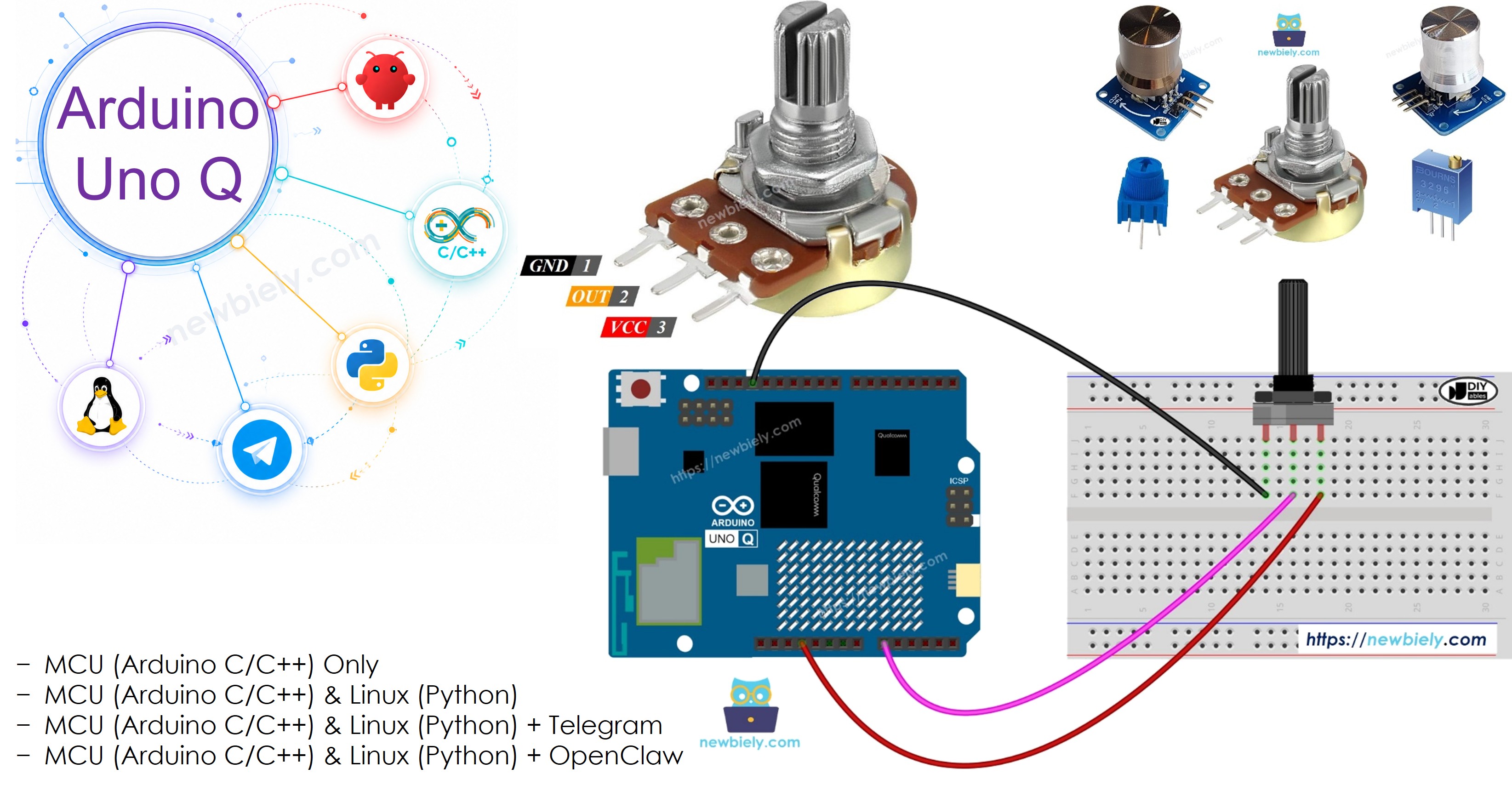 Arduino UNO Q and Potentiometer