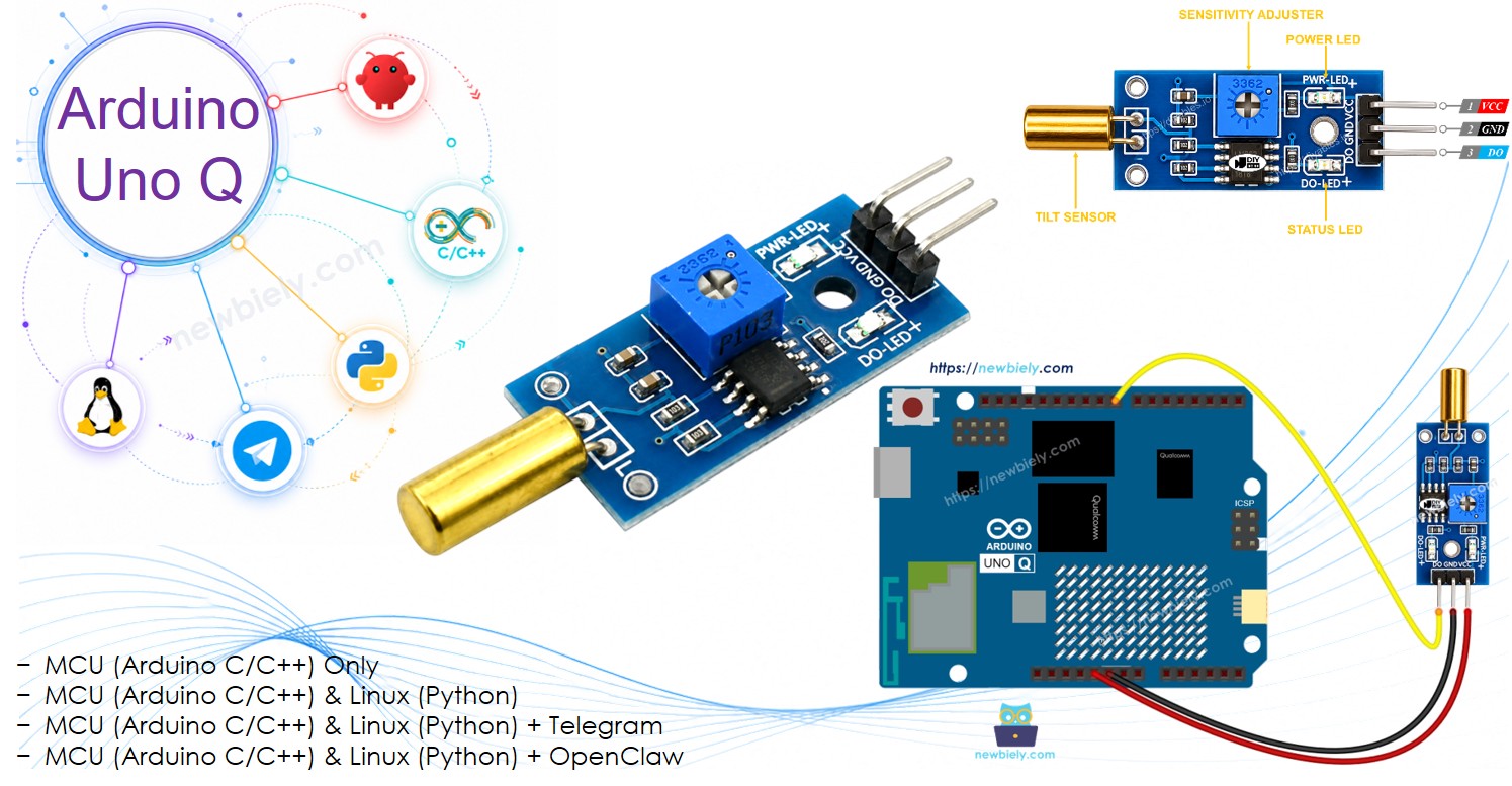 Arduino UNO Q SW520D Tilt Sensor