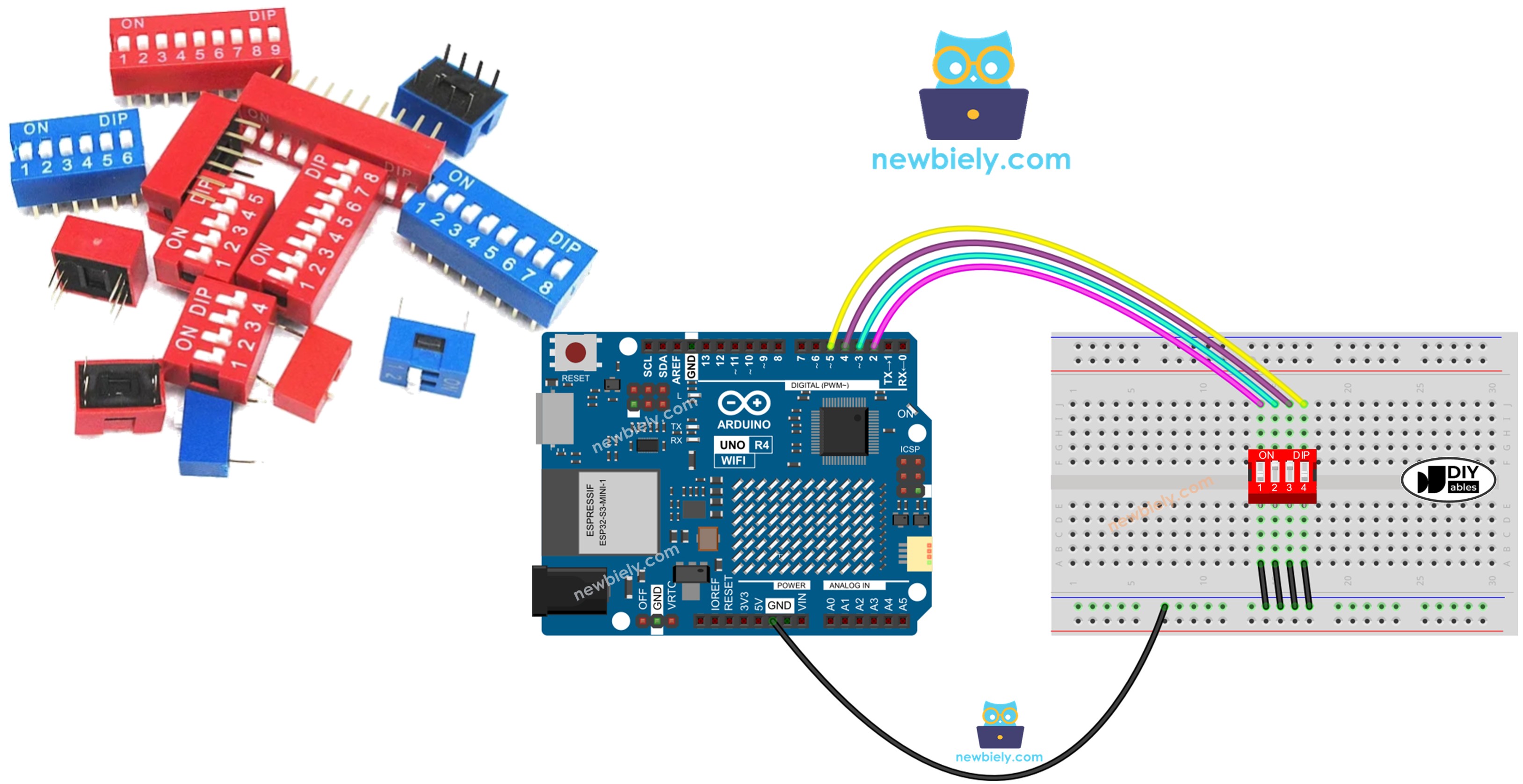 Arduino UNO R4 with DIP Switch