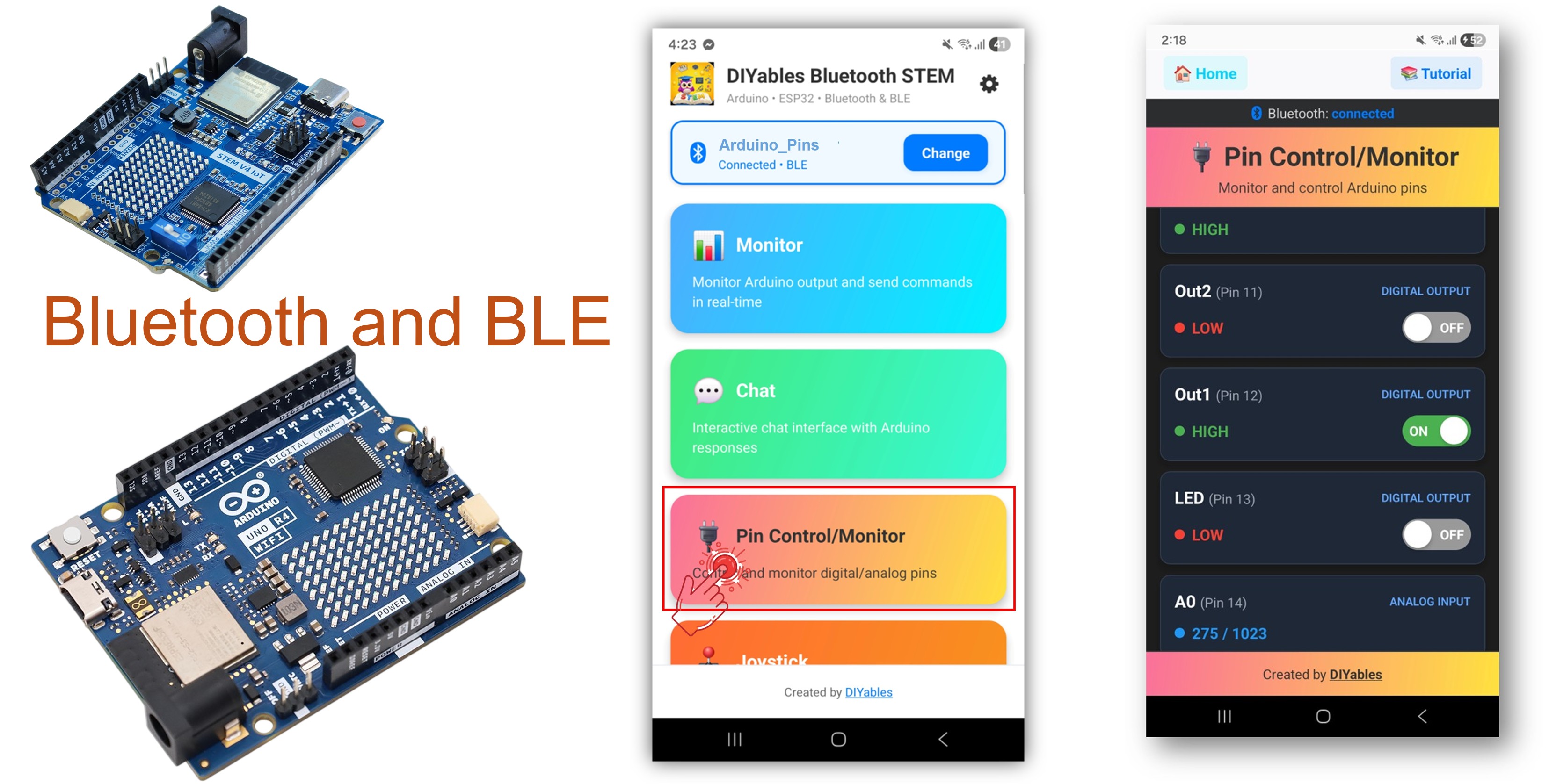Arduino UNO R4 WiFi Bluetooth Digital Pins Example - GPIO Pin Control via BLE Tutorial