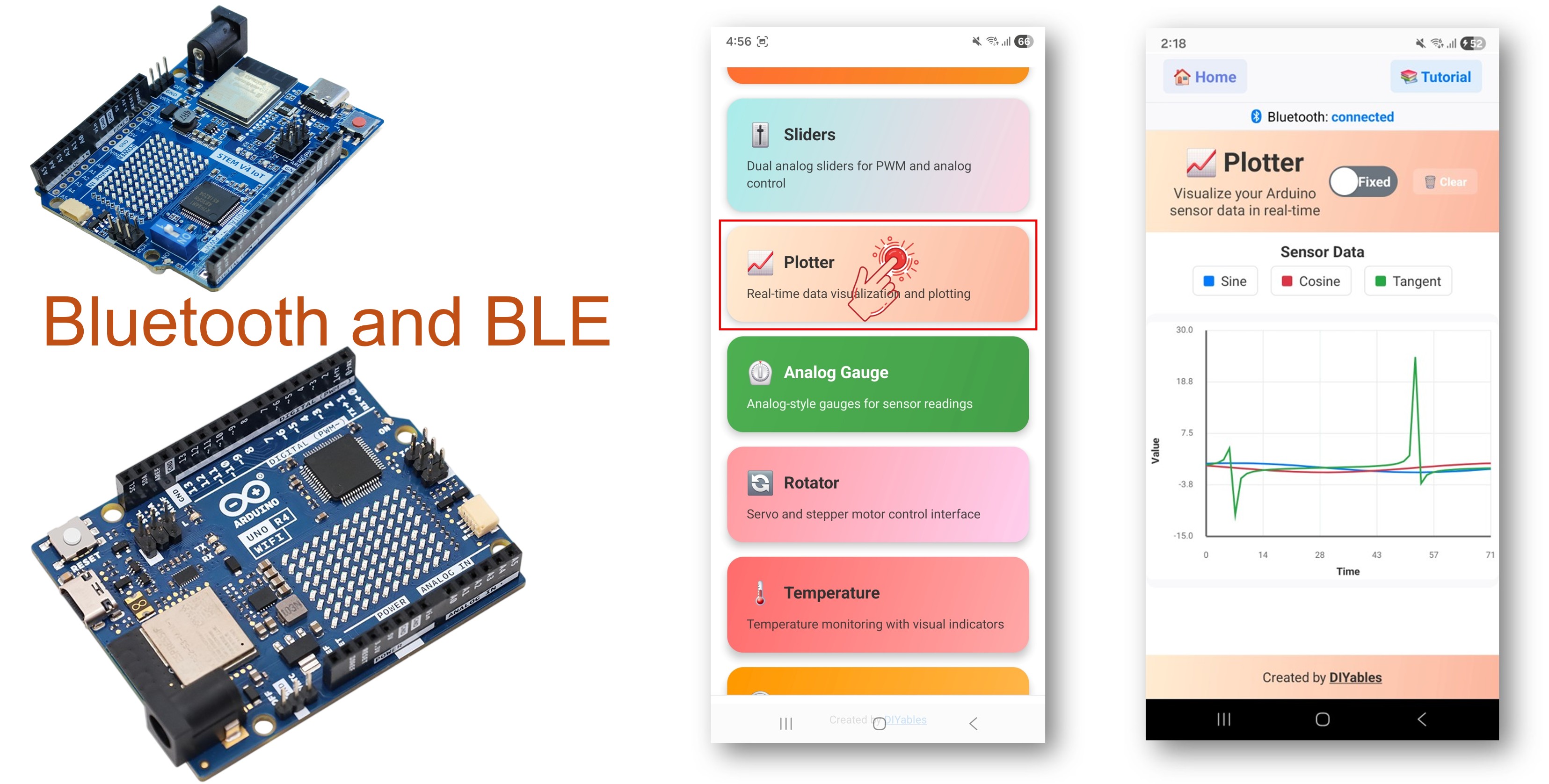 Arduino UNO R4 WiFi Bluetooth Plotter Example - Real-Time Data Visualization via BLE Tutorial