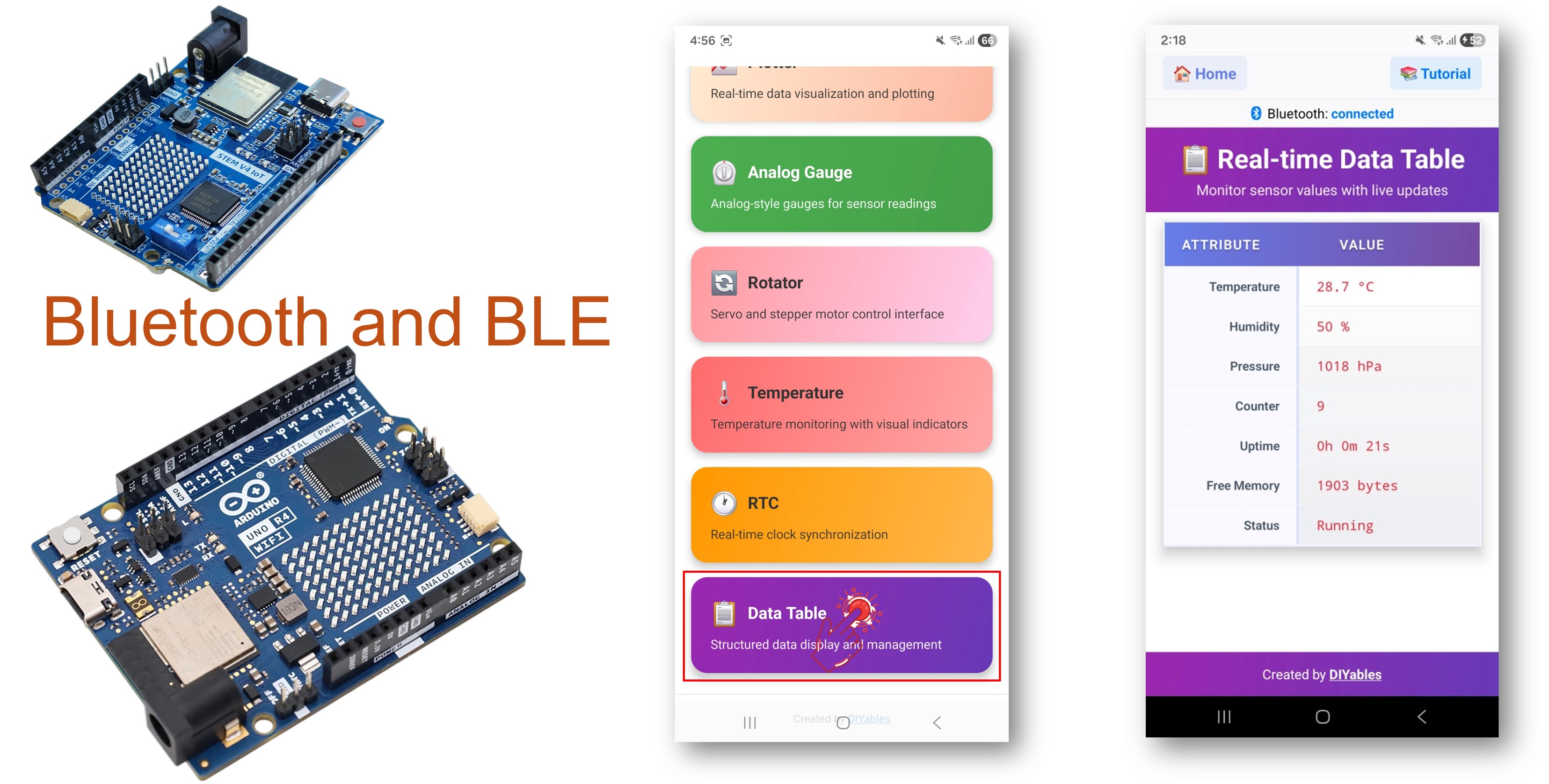 Arduino UNO R4 WiFi Bluetooth Table Example - Structured Data Display via BLE Tutorial