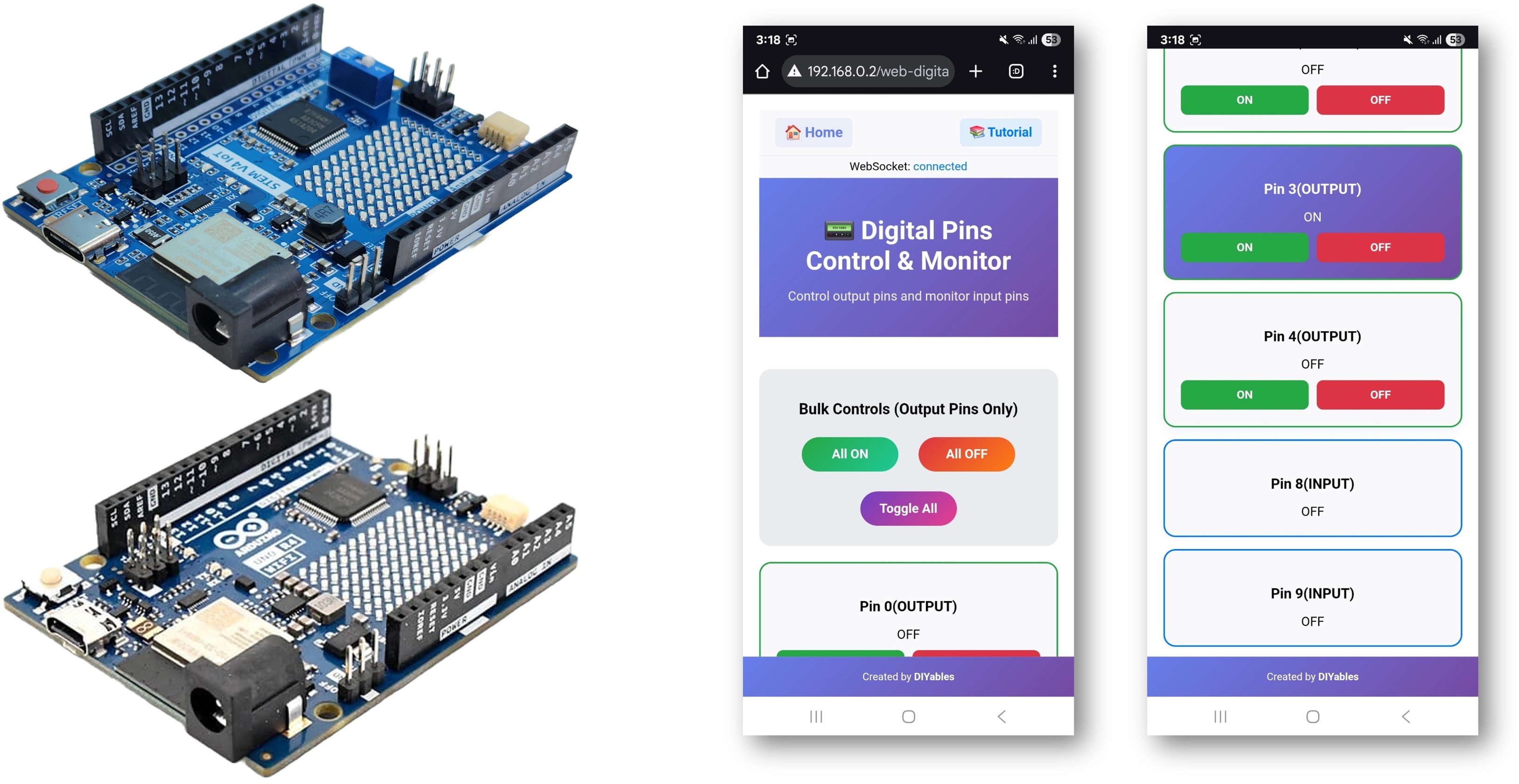 Arduino WebDigitalPins Example - Digital Pin Control Interface Tutorial