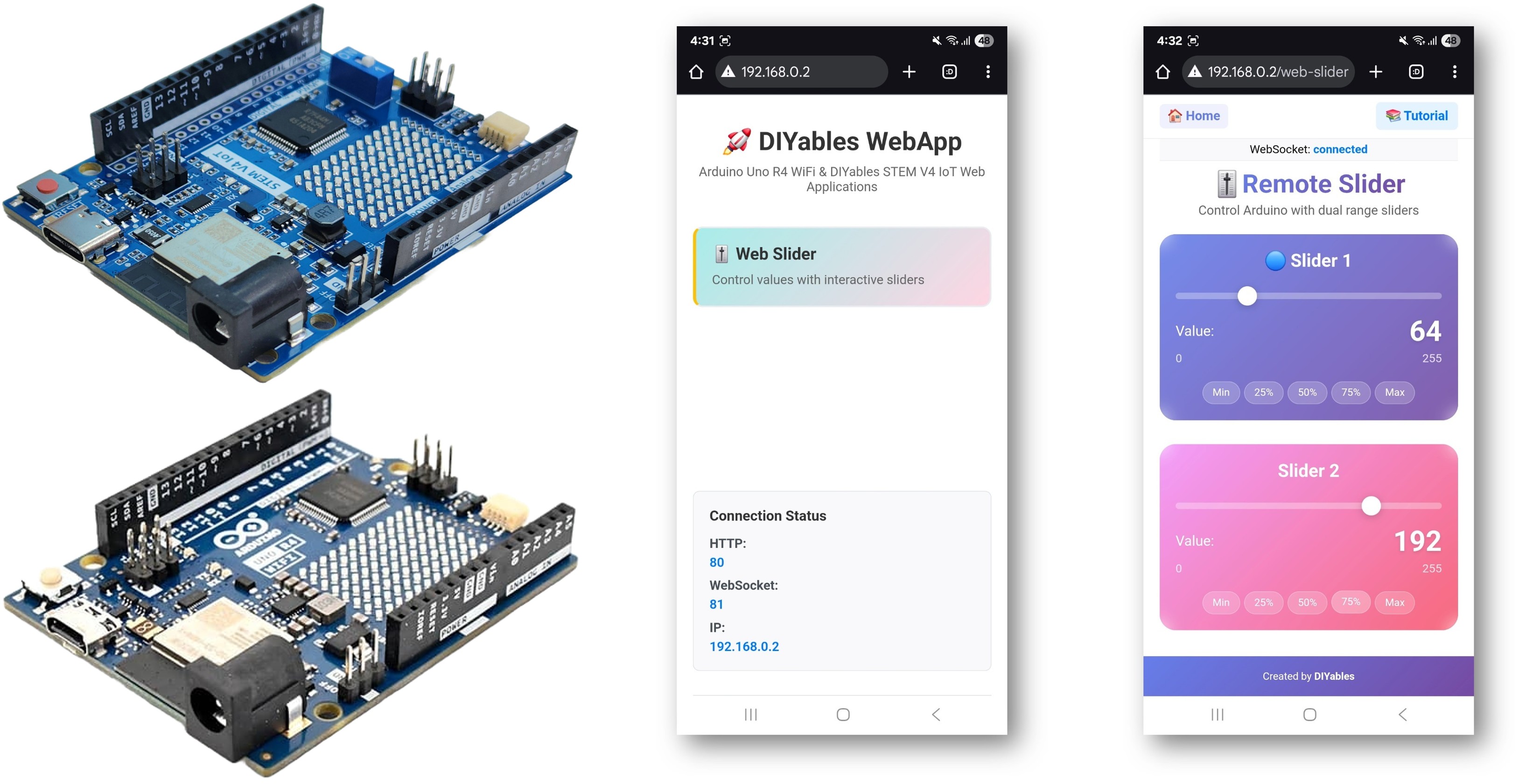 Arduino WebSlider Example - Dual Slider Control Interface Tutorial