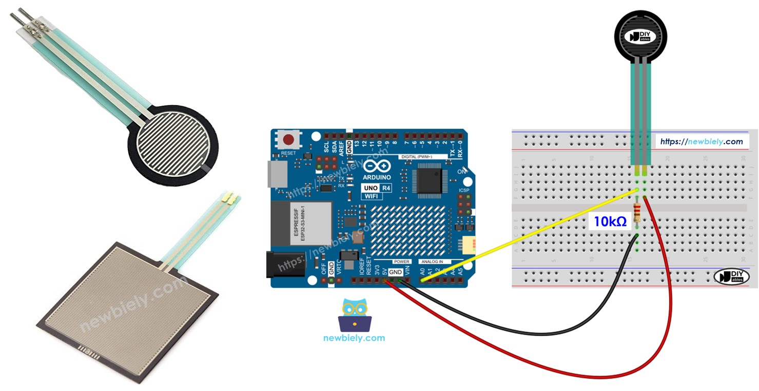 Arduino UNO R4 and force sensor