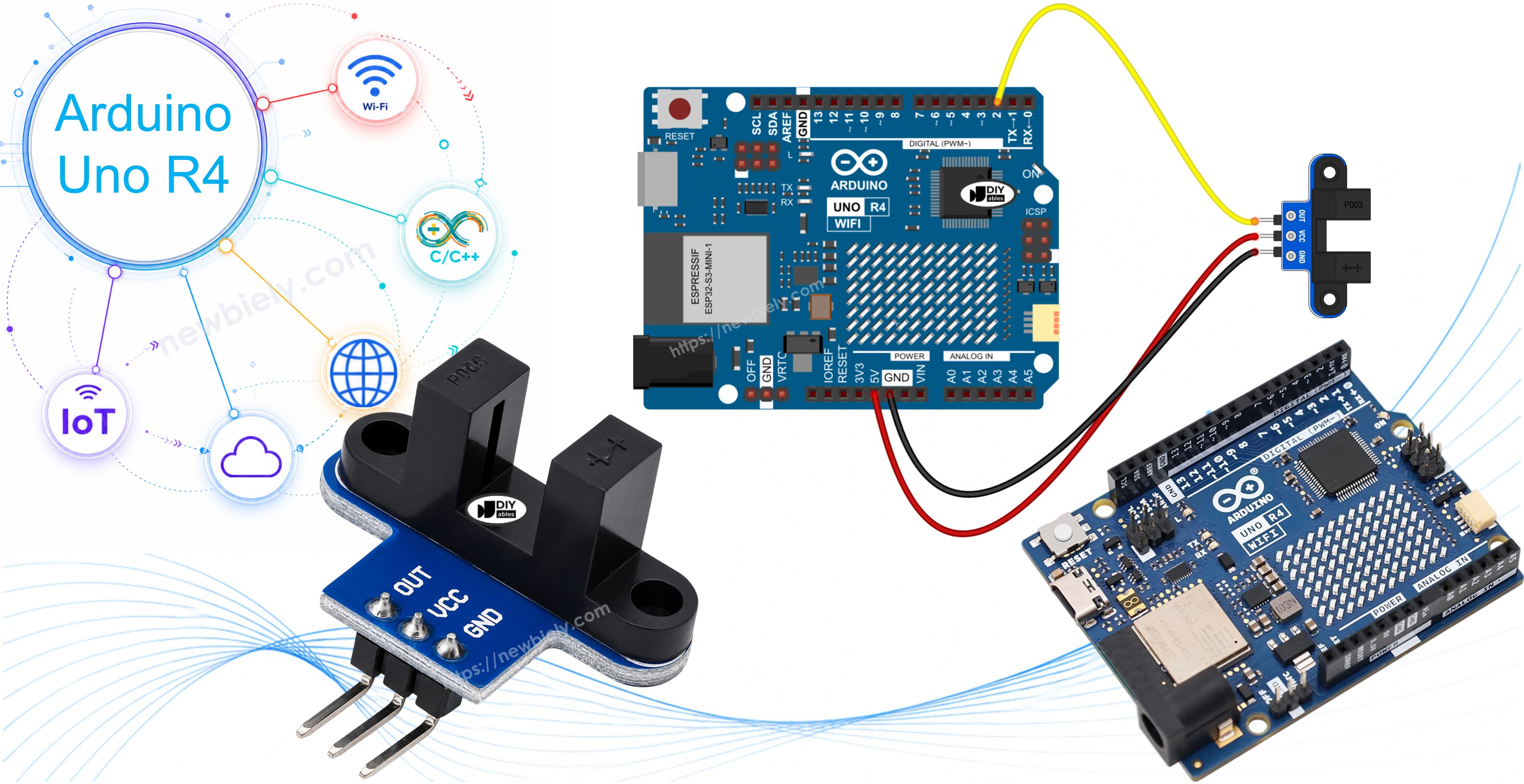 Arduino UNO R4 and IR slotted optical speed sensor