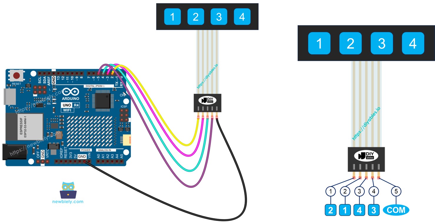 Arduino UNO R4 Keypad 1x4