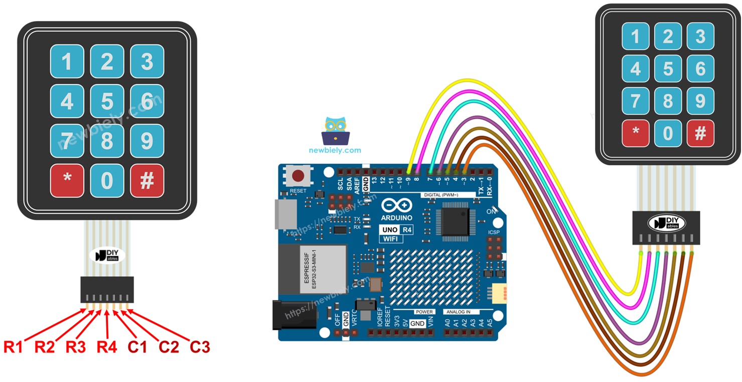 Arduino UNO R4 3x4 Keypad