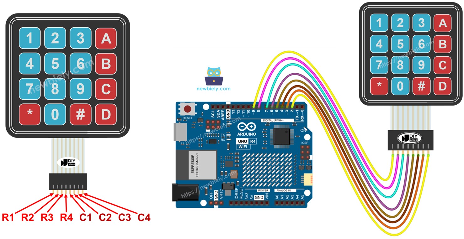 Arduino UNO R4 4x4 Keypad