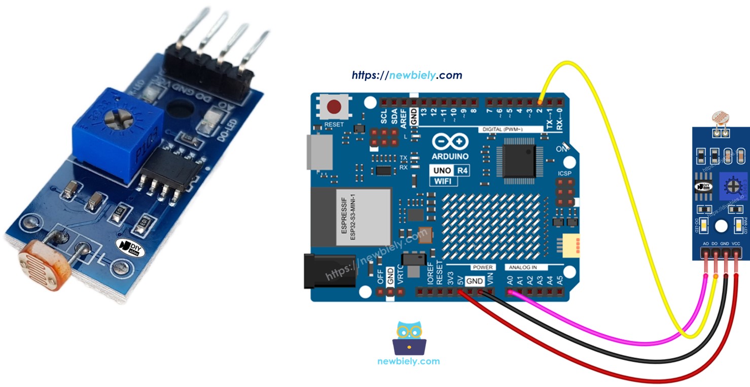 Arduino UNO R4 LDR Light Sensor Module