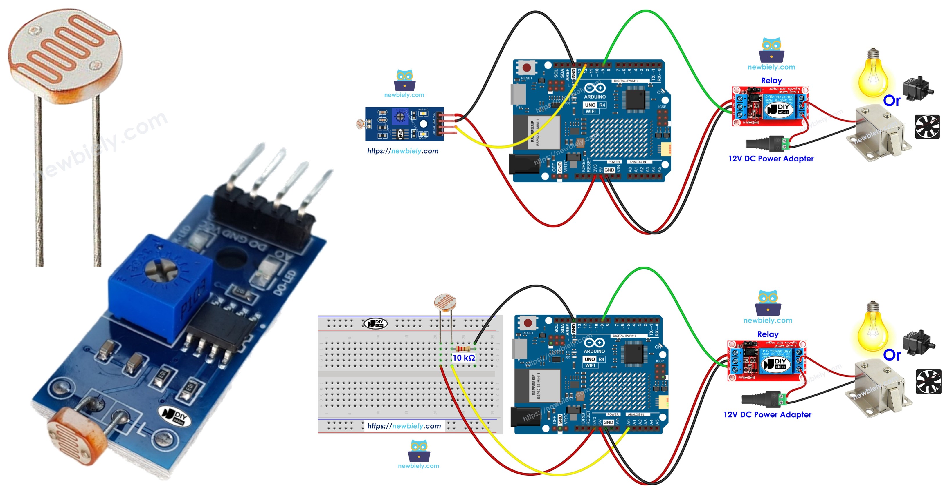 Arduino UNO R4 Light Sensor controls relay