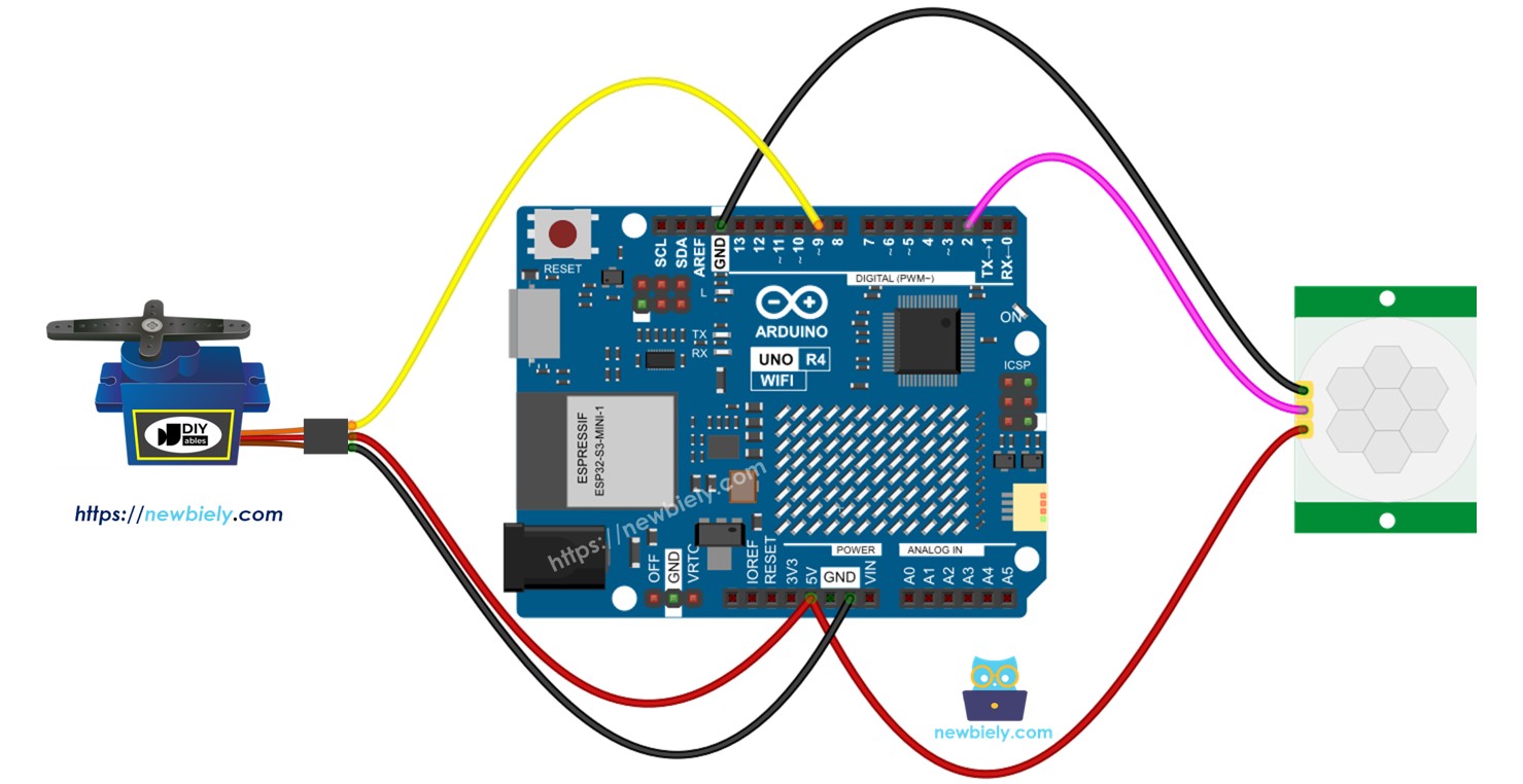 Arduino UNO R4 Motion Sensor Servo Motor