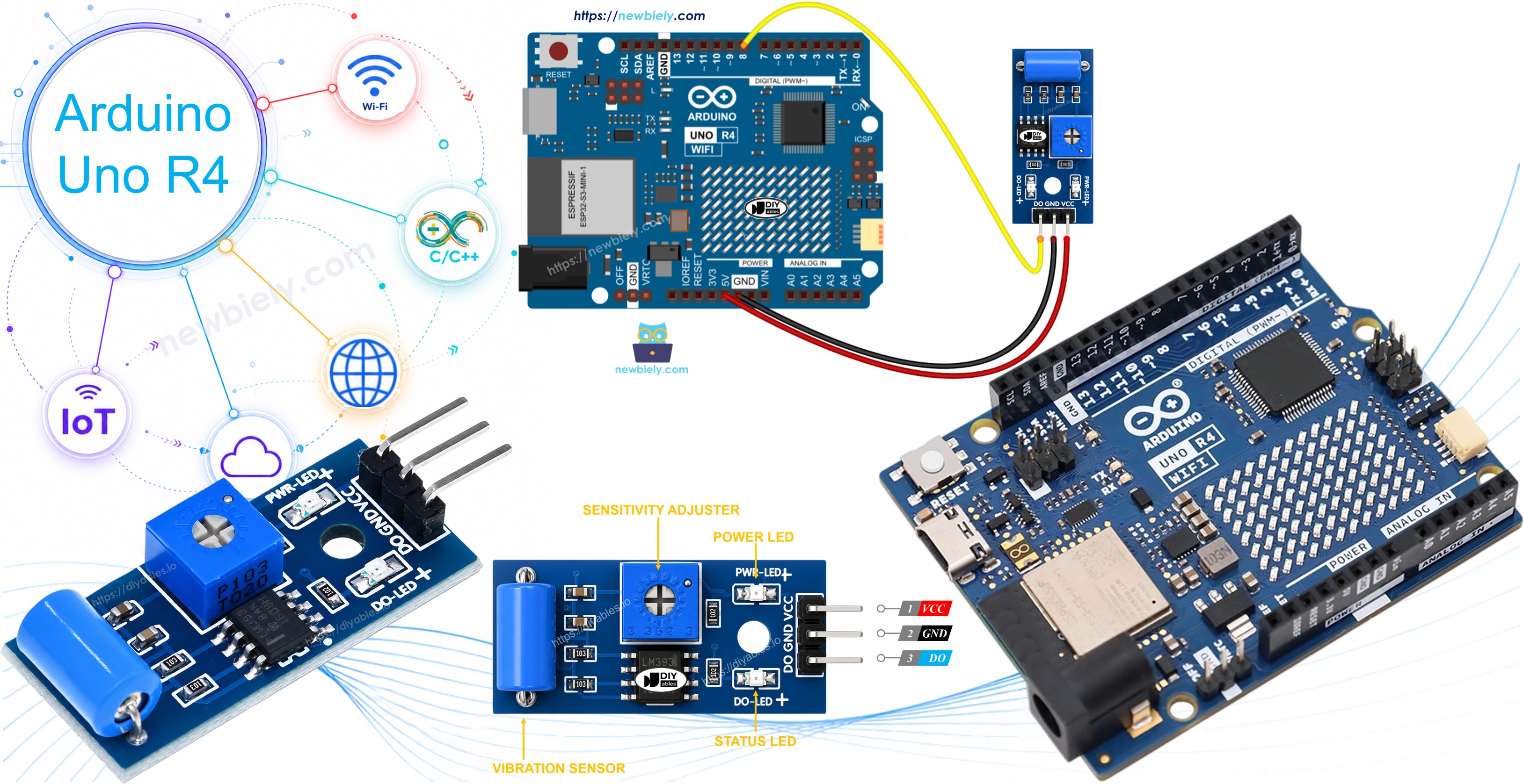 Arduino UNO R4 SW-420 vibration sensor