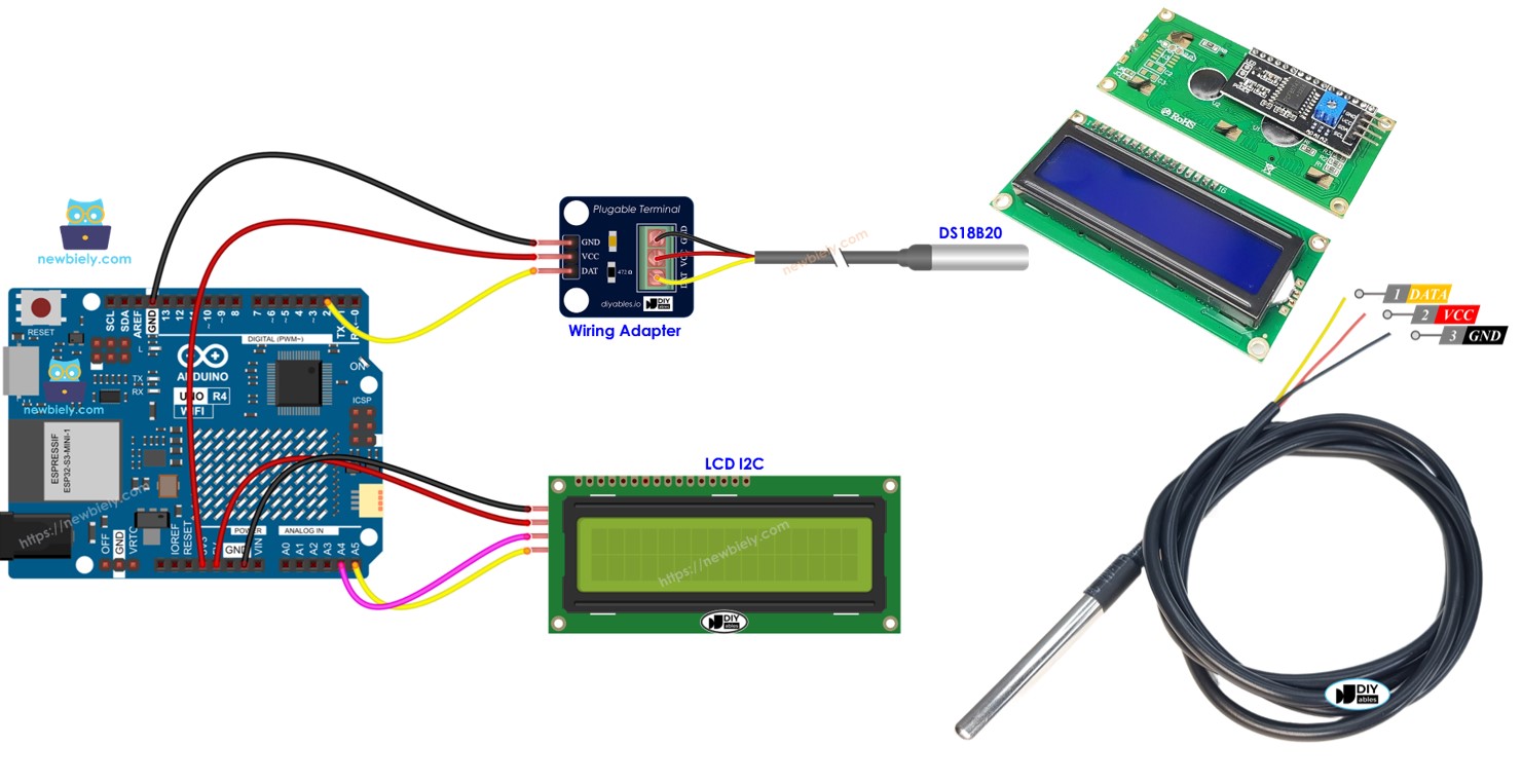 Arduino UNO R4 Temperature Sensor LCD I2C