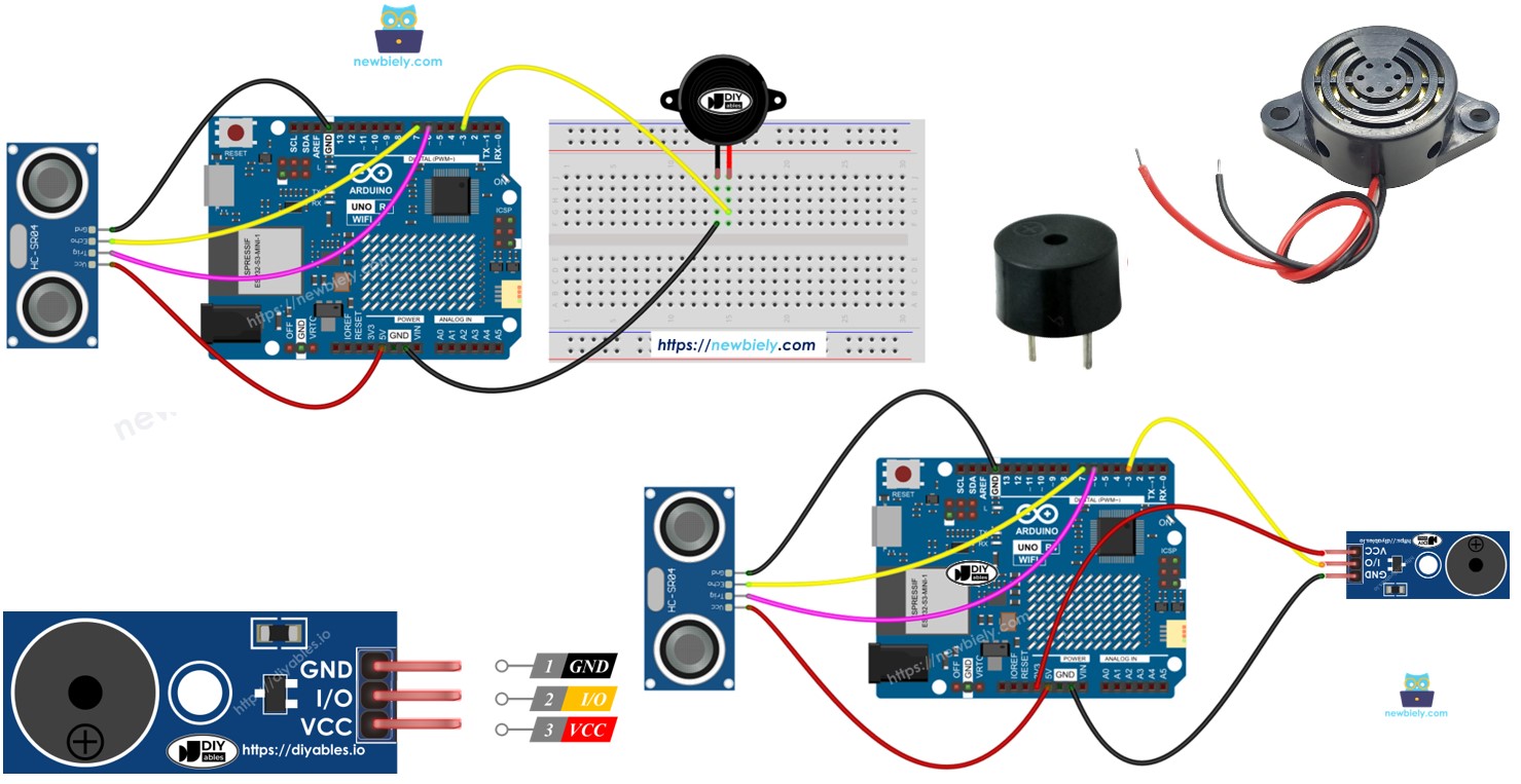 Arduino UNO R4 - Ultrasonic Sensor - Piezo Buzzer | Arduino UNO R4 Tutorial
