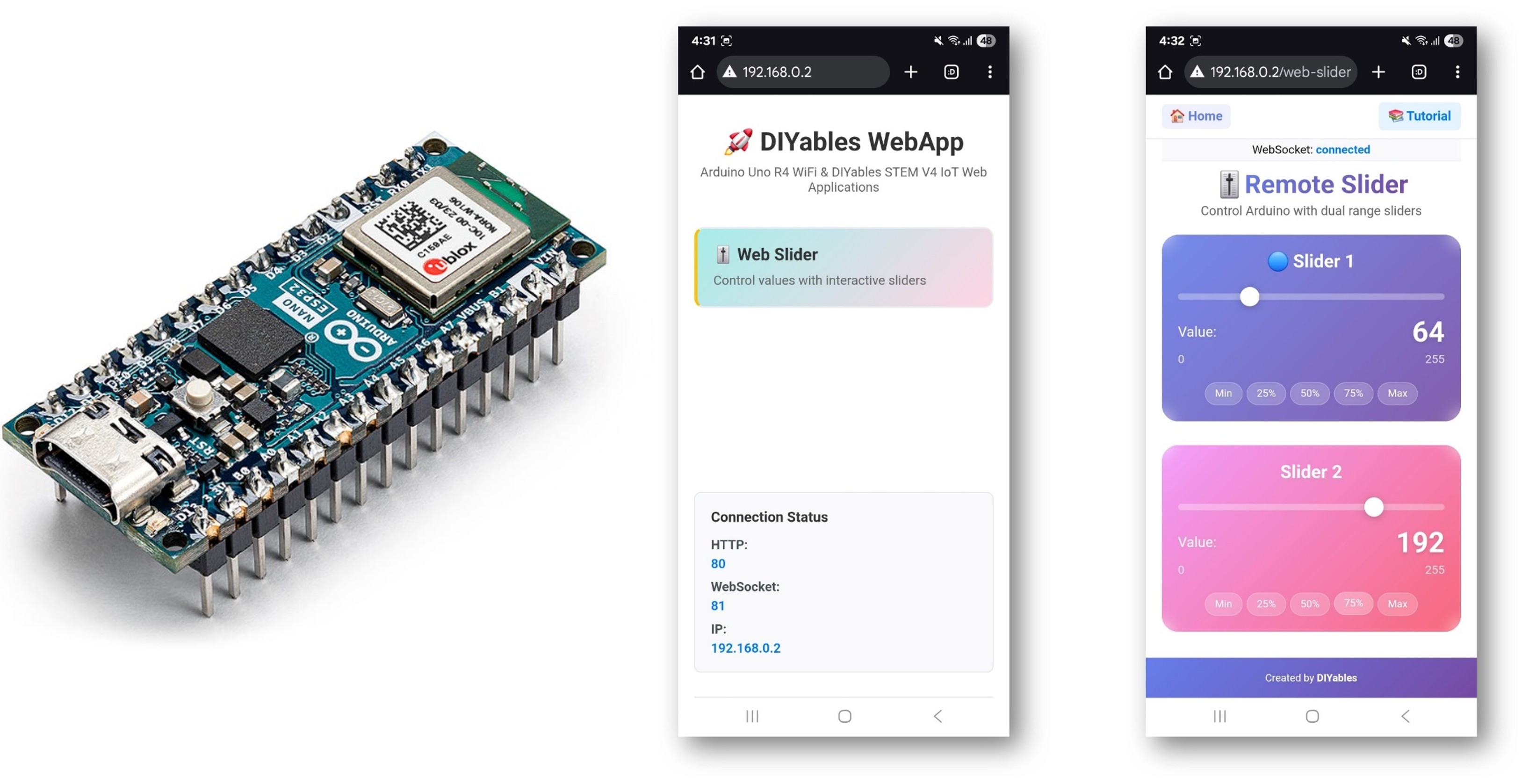 Arduino Nano ESP32 Web Slider