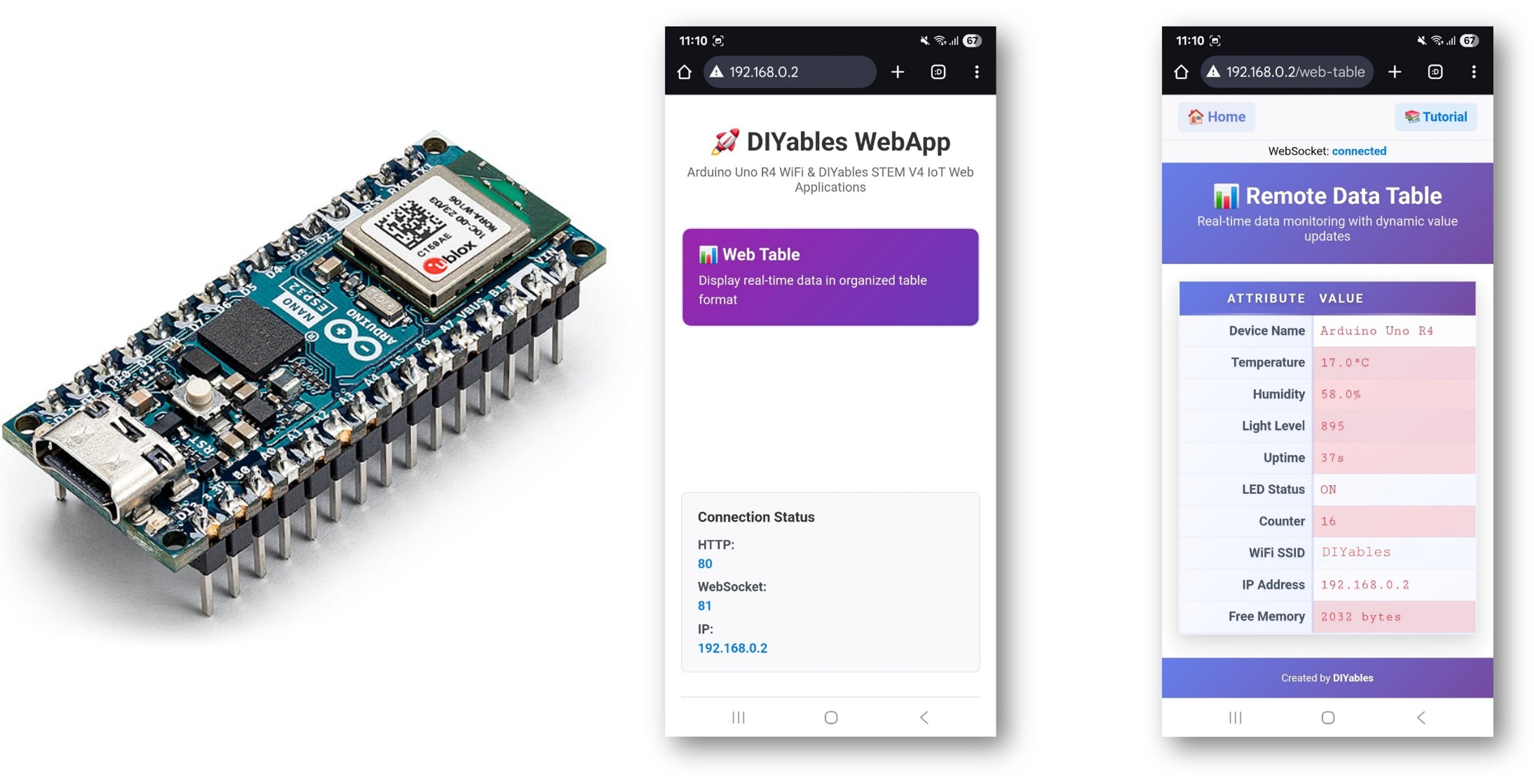 Arduino Nano ESP32 Web Table