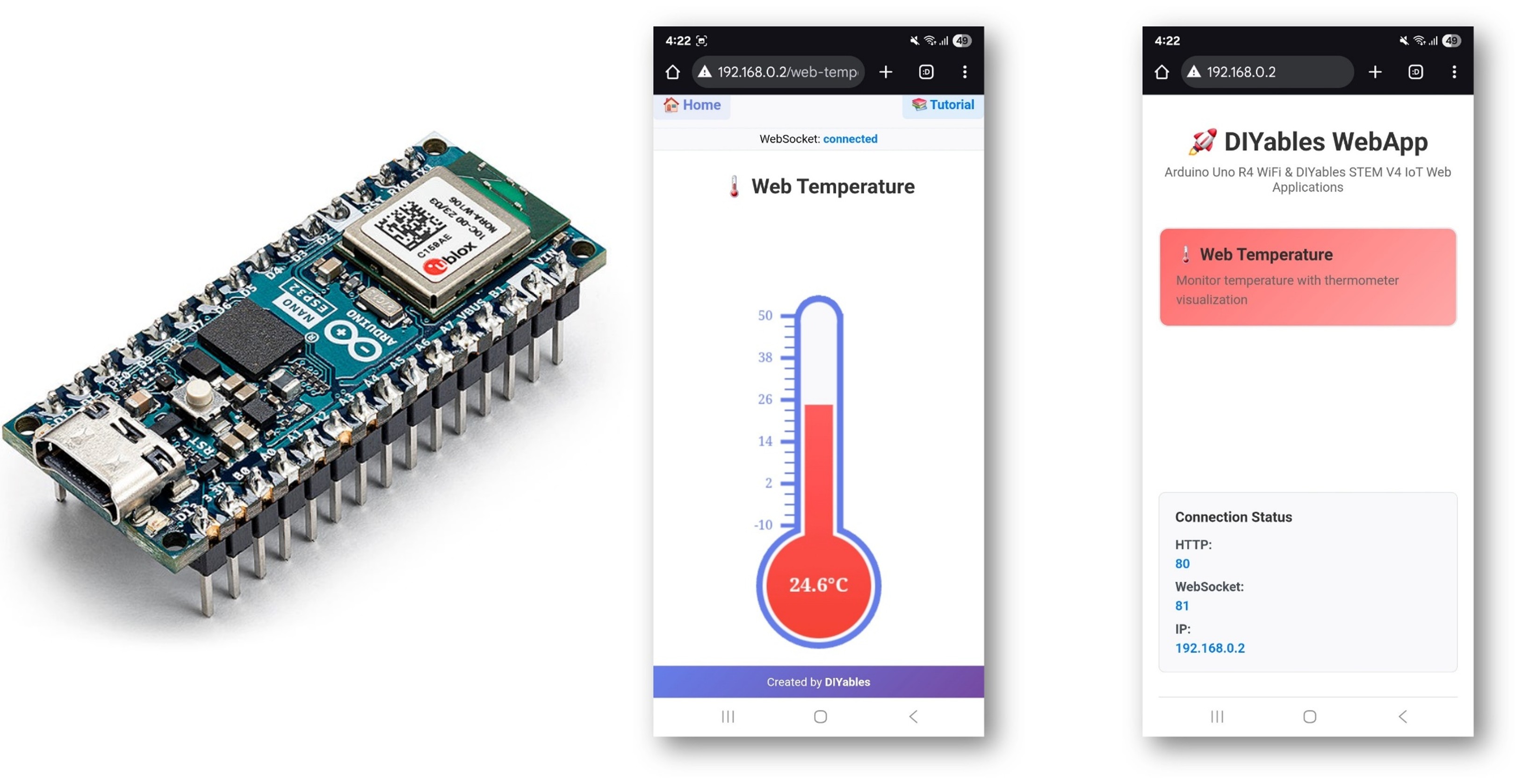 Arduino Nano ESP32 Web Temperature