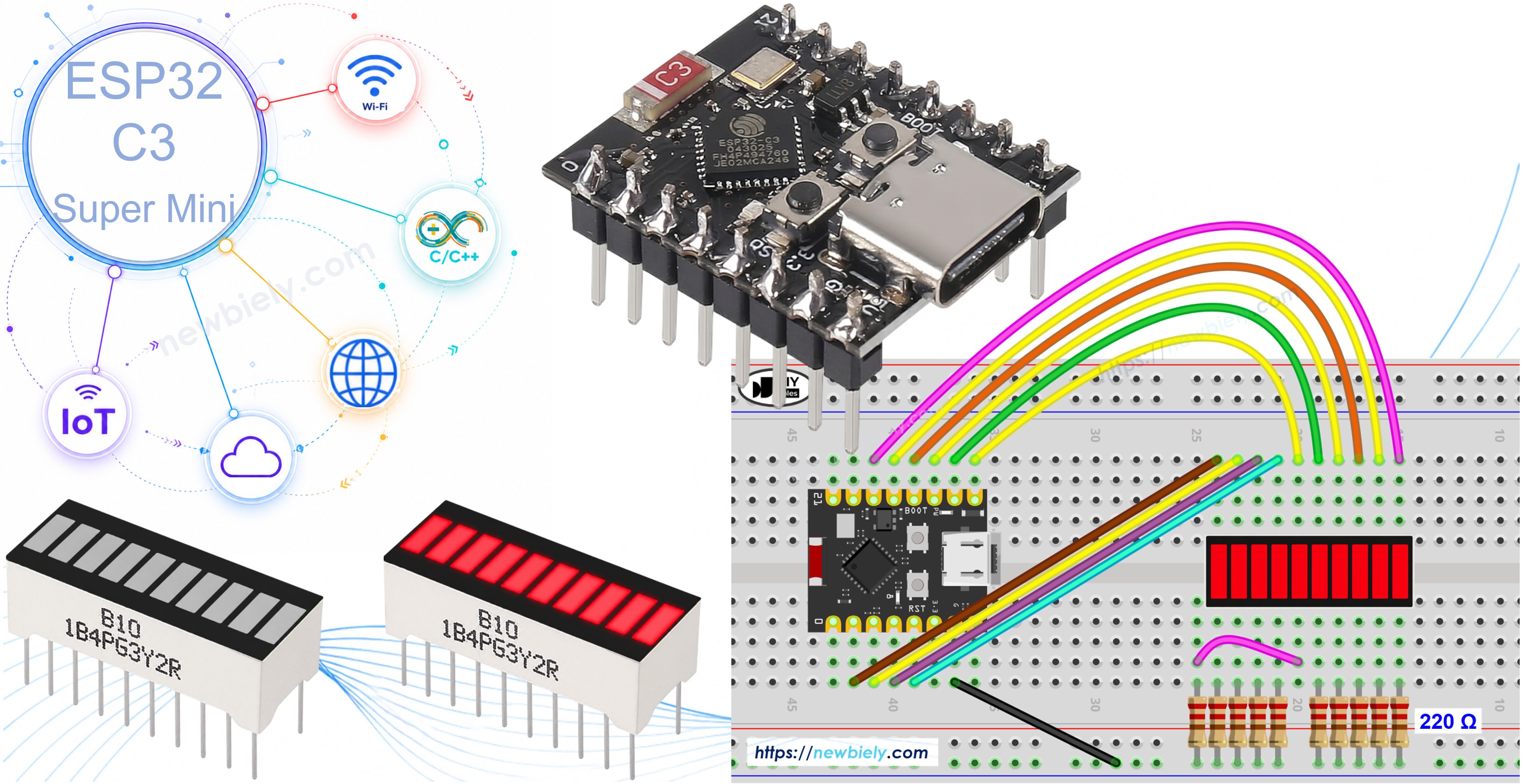ESP32 C3 Super Mini - 10 Segment LED Bar Graph