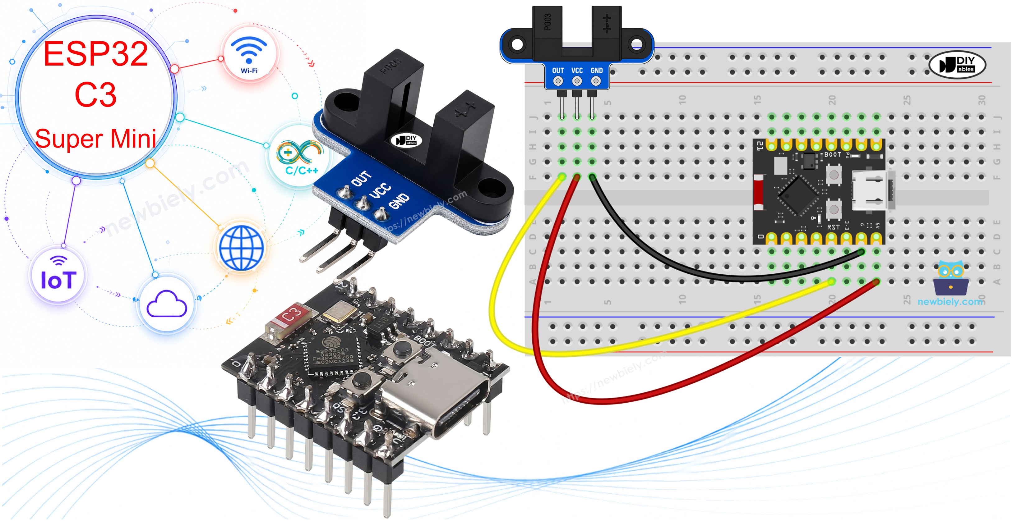 ESP32 C3 Super Mini IR slotted optical speed sensor