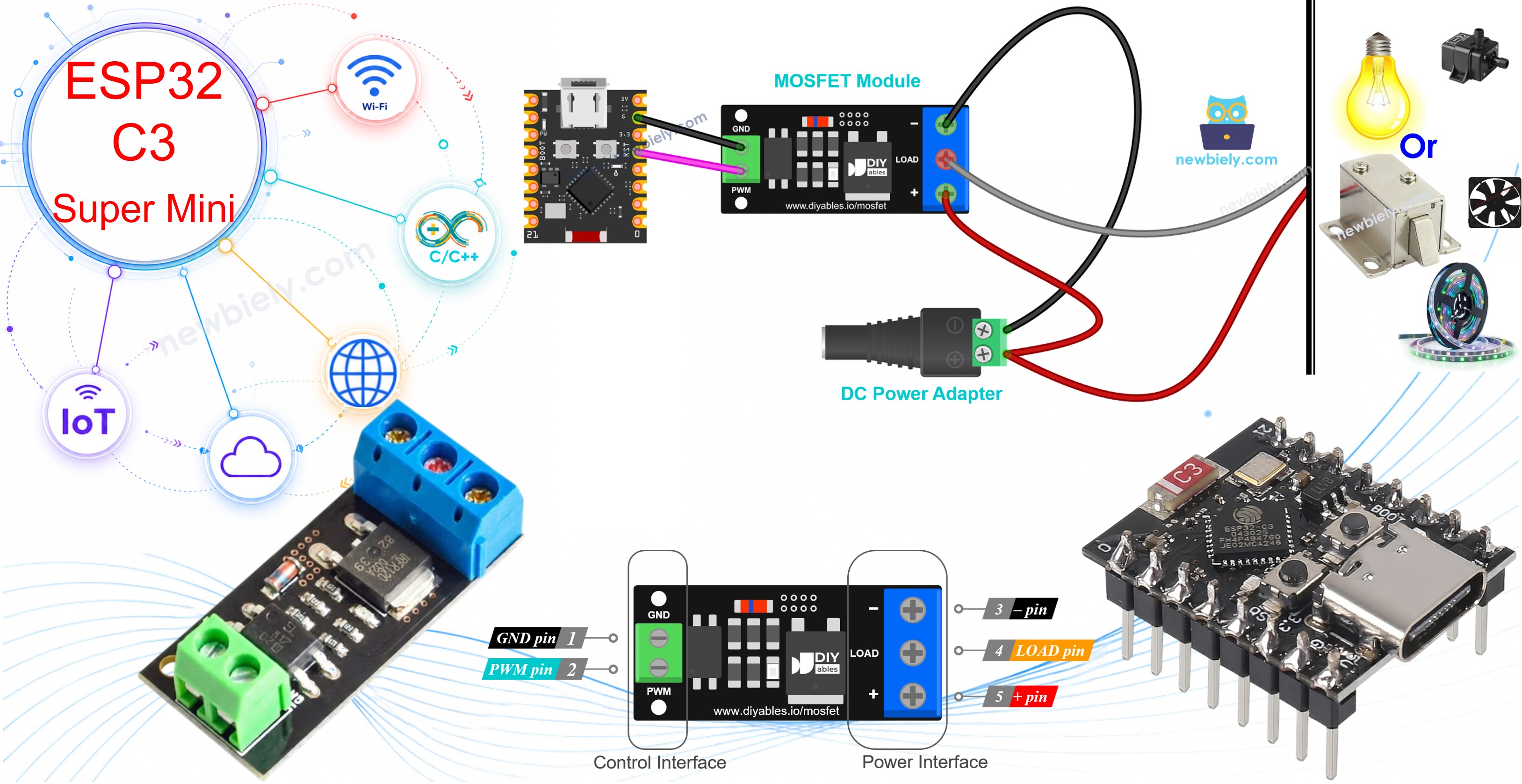 ESP32 C3 Super Mini - AOD4184, LR7843 or FR120N MOSFET Module