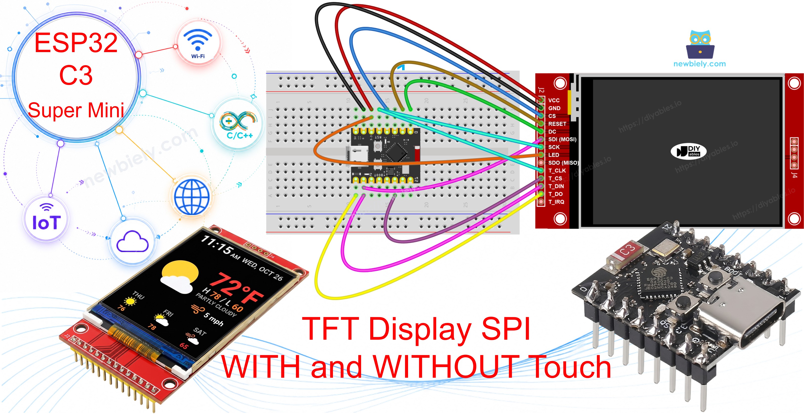 ESP32 C3 Super Mini TFT LCD Touch Display SPI