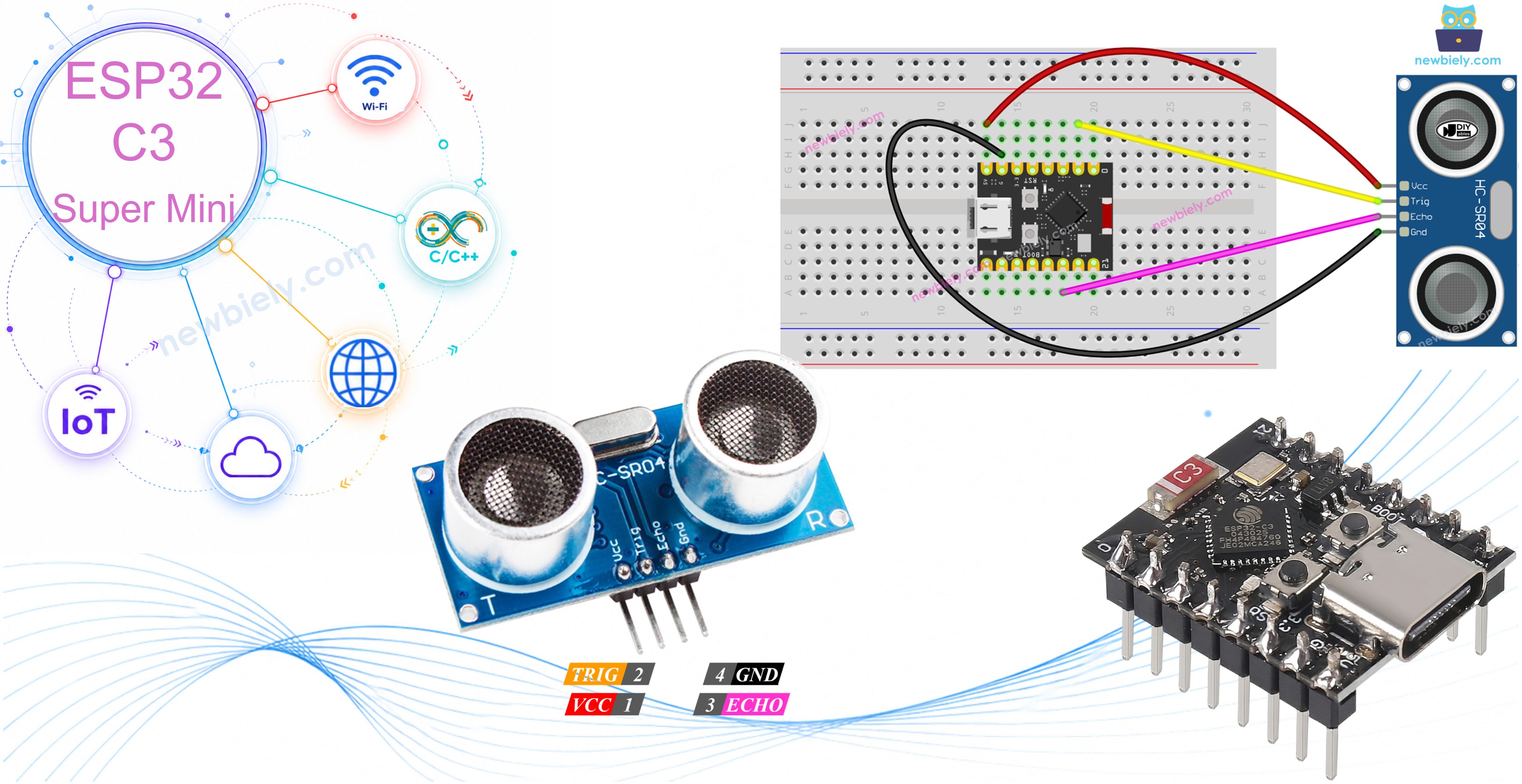ESP32 C3 Super Mini - Ultrasonic Sensor