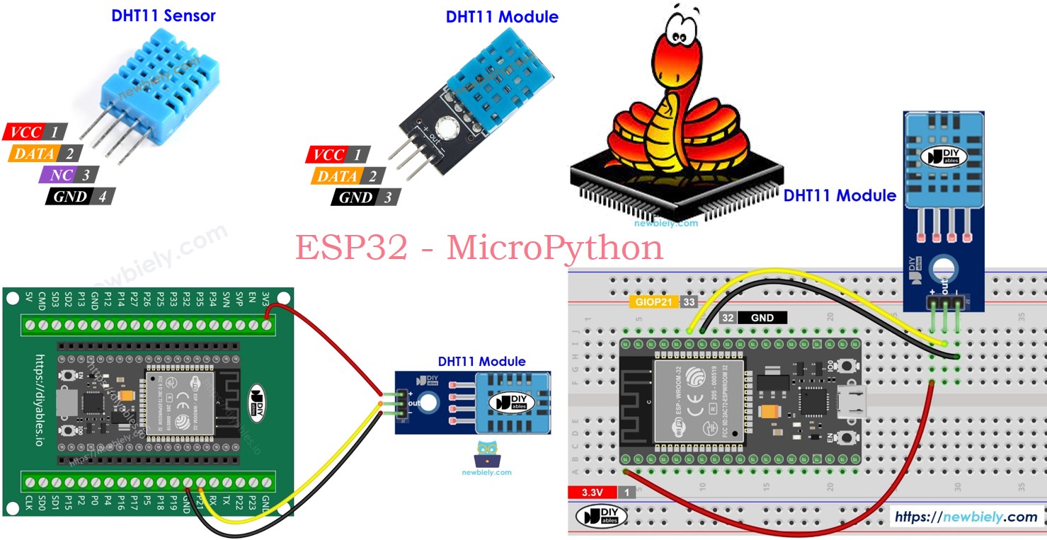 ESP32 MicroPython and DHT11 sensor module