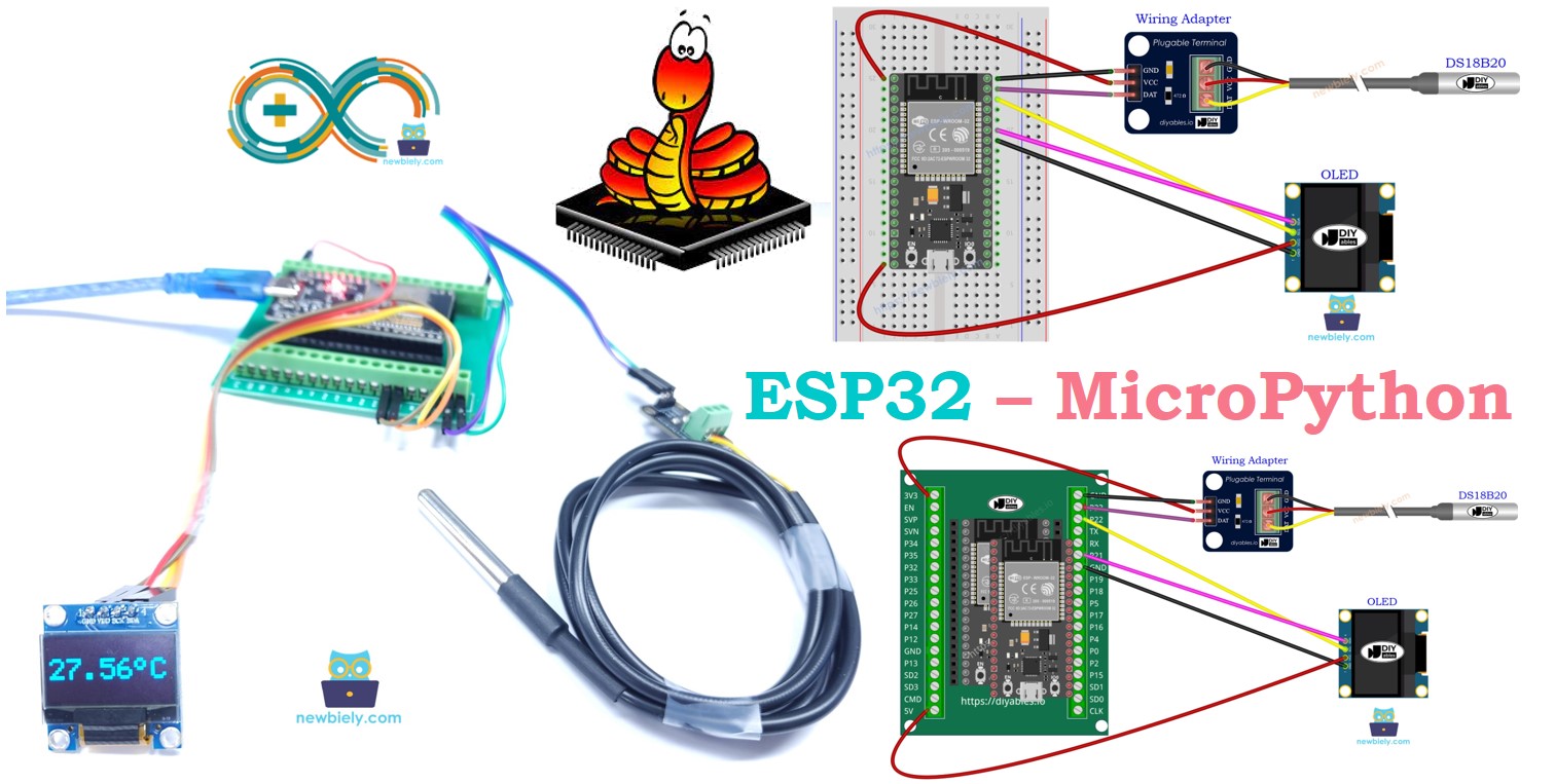 ESP32 MicroPython Temperature Sensor OLED I2C