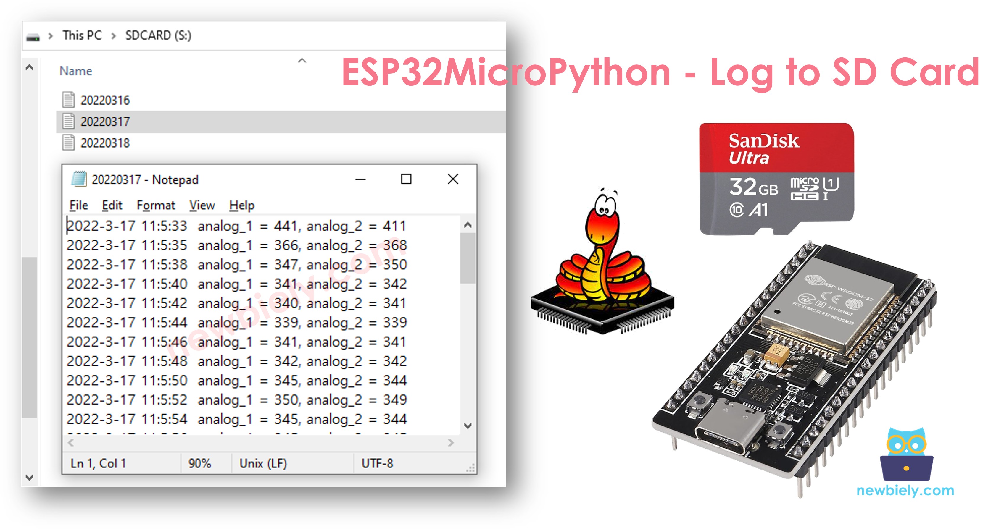 ESP32 MicroPython Log to Micro SD Card