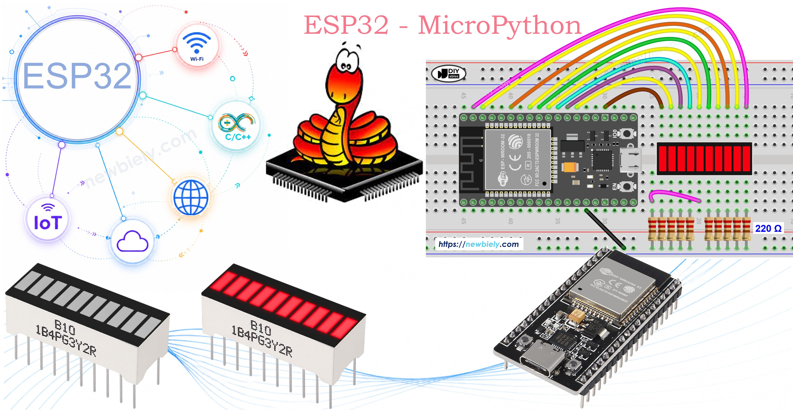 ESP32 MicroPython and 10 Segment LED Bar Graph