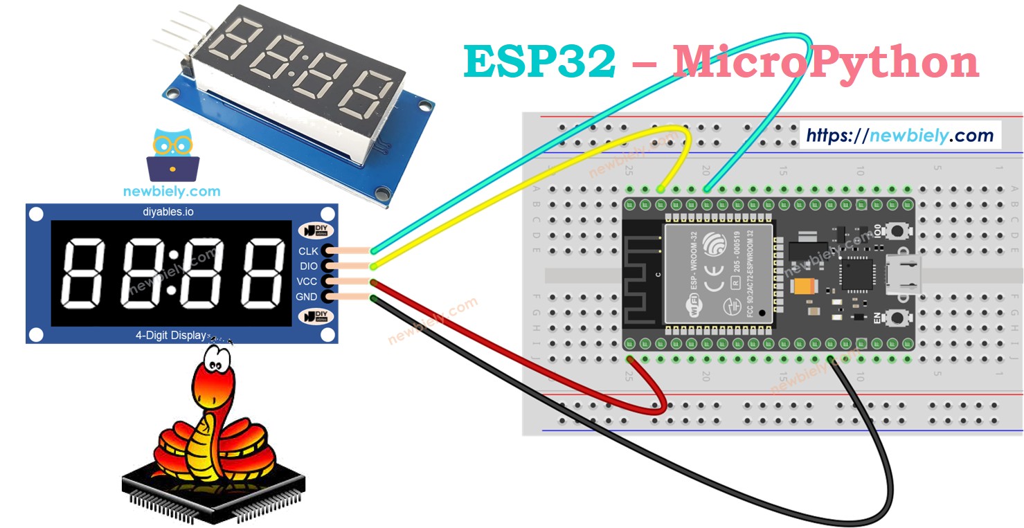 ESP32 MicroPython TM1637 4-Digit 7-Segment Display