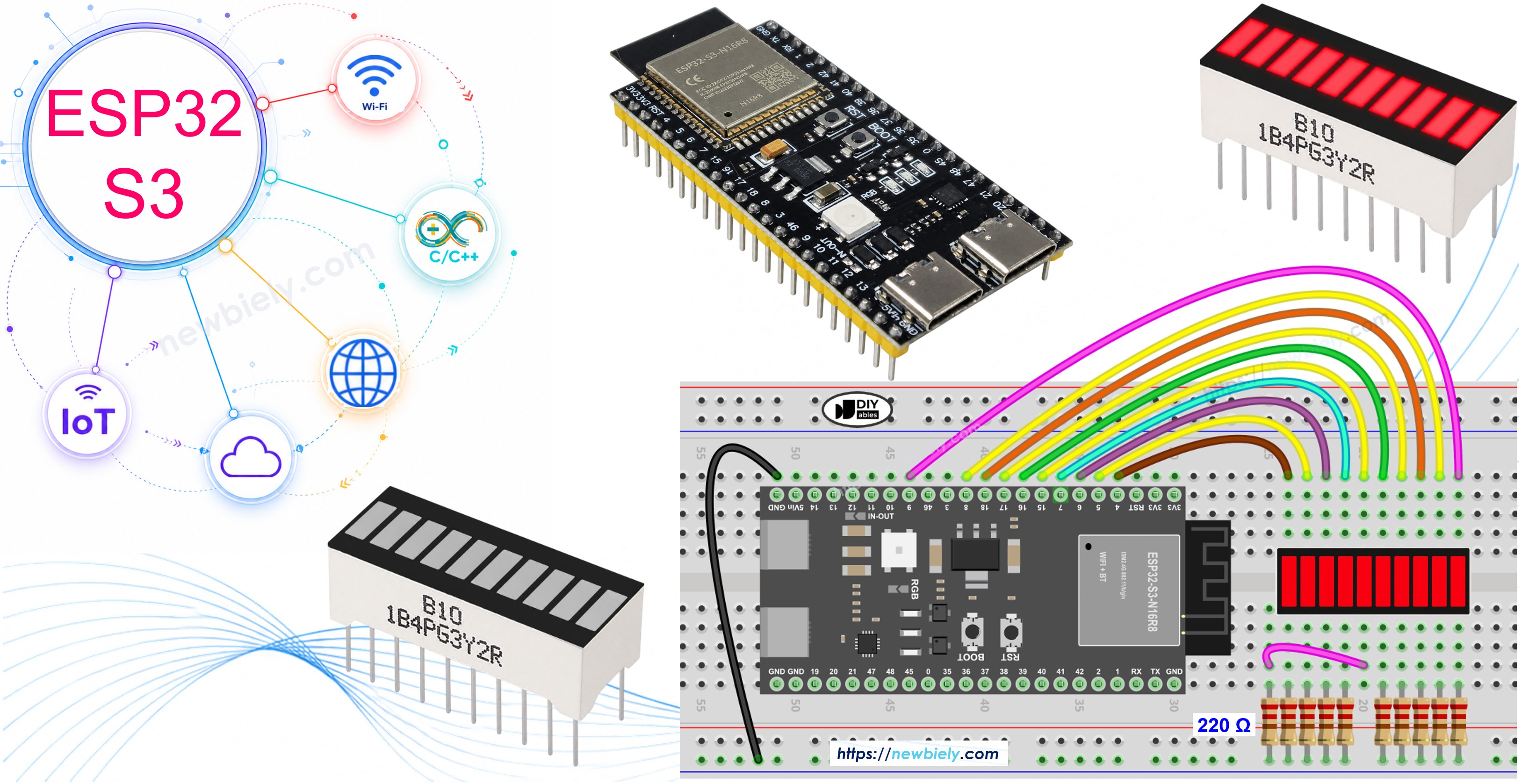 ESP32 S3 and 10 Segment LED Bar Graph