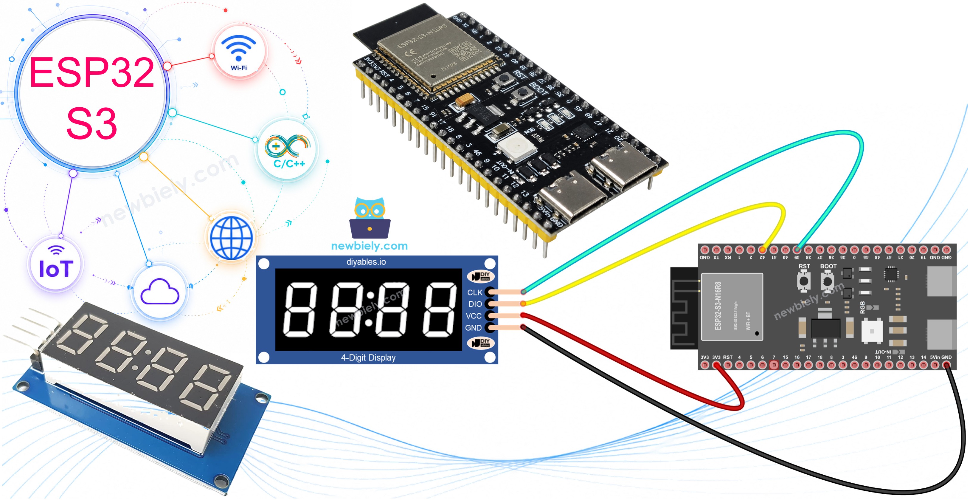 ESP32 S3 TM1637 4-Digit 7-Segment Display