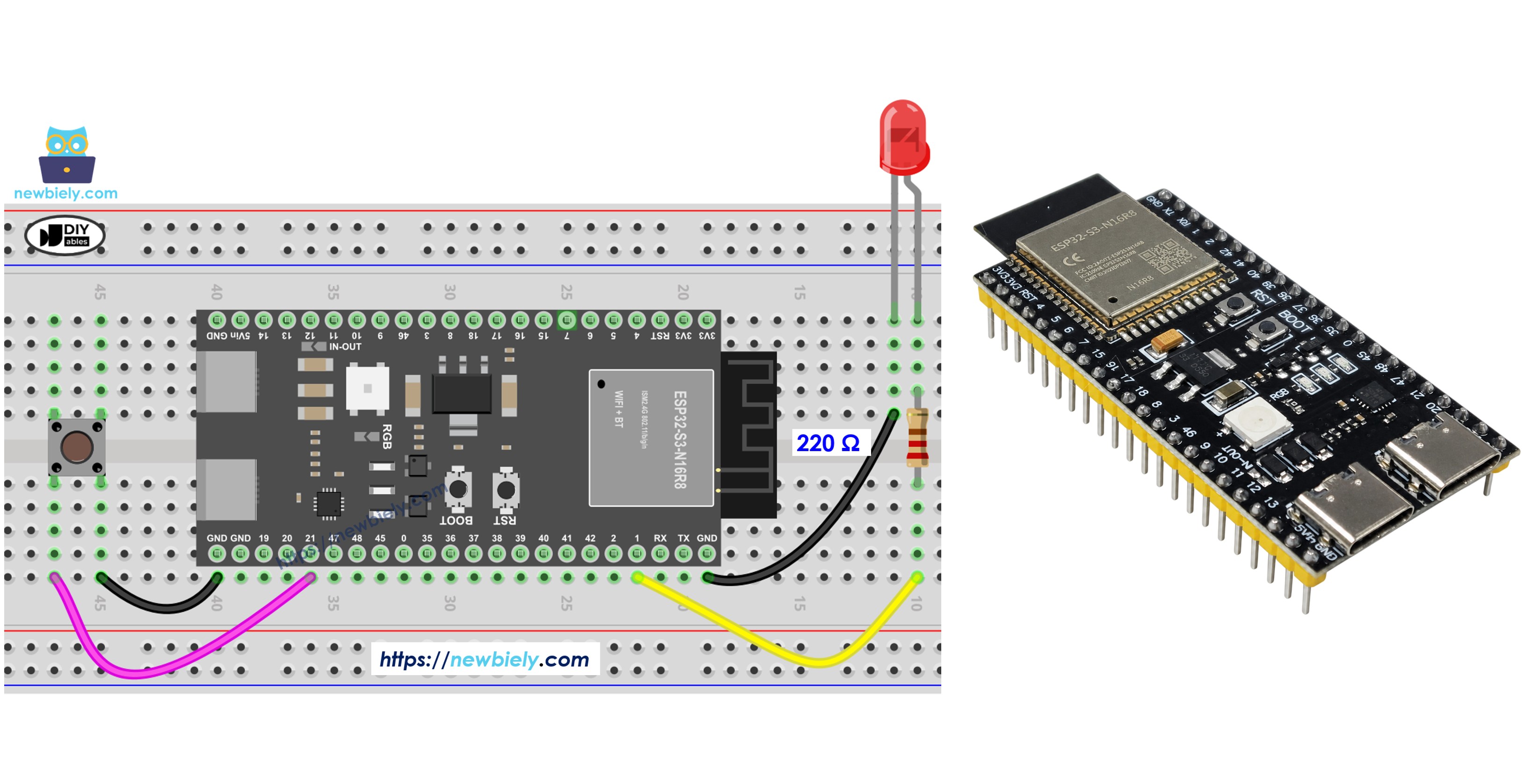 ESP32 S3 - Button LED