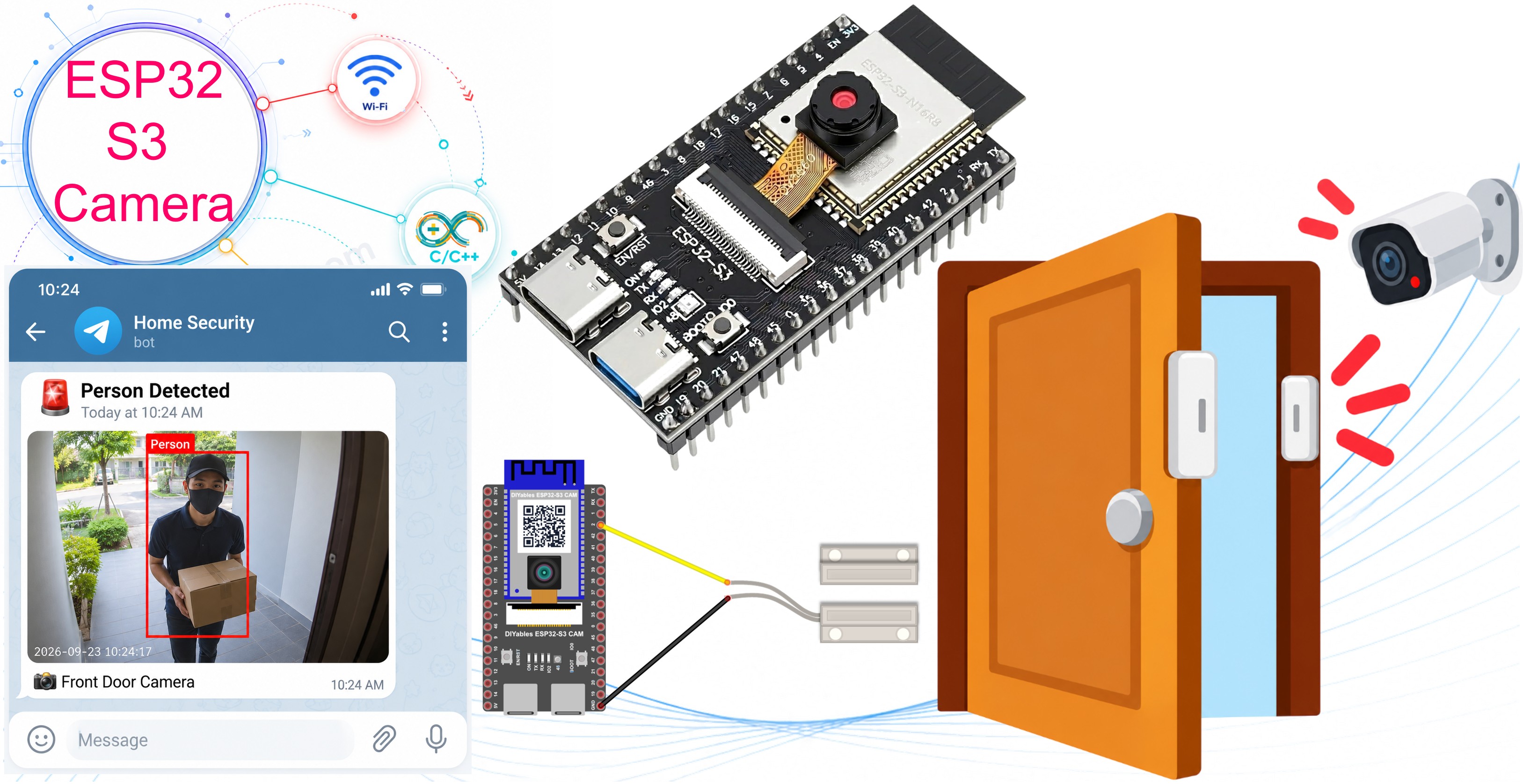 ESP32 S3 Camera - Send Photo to Telegram When Door Opens