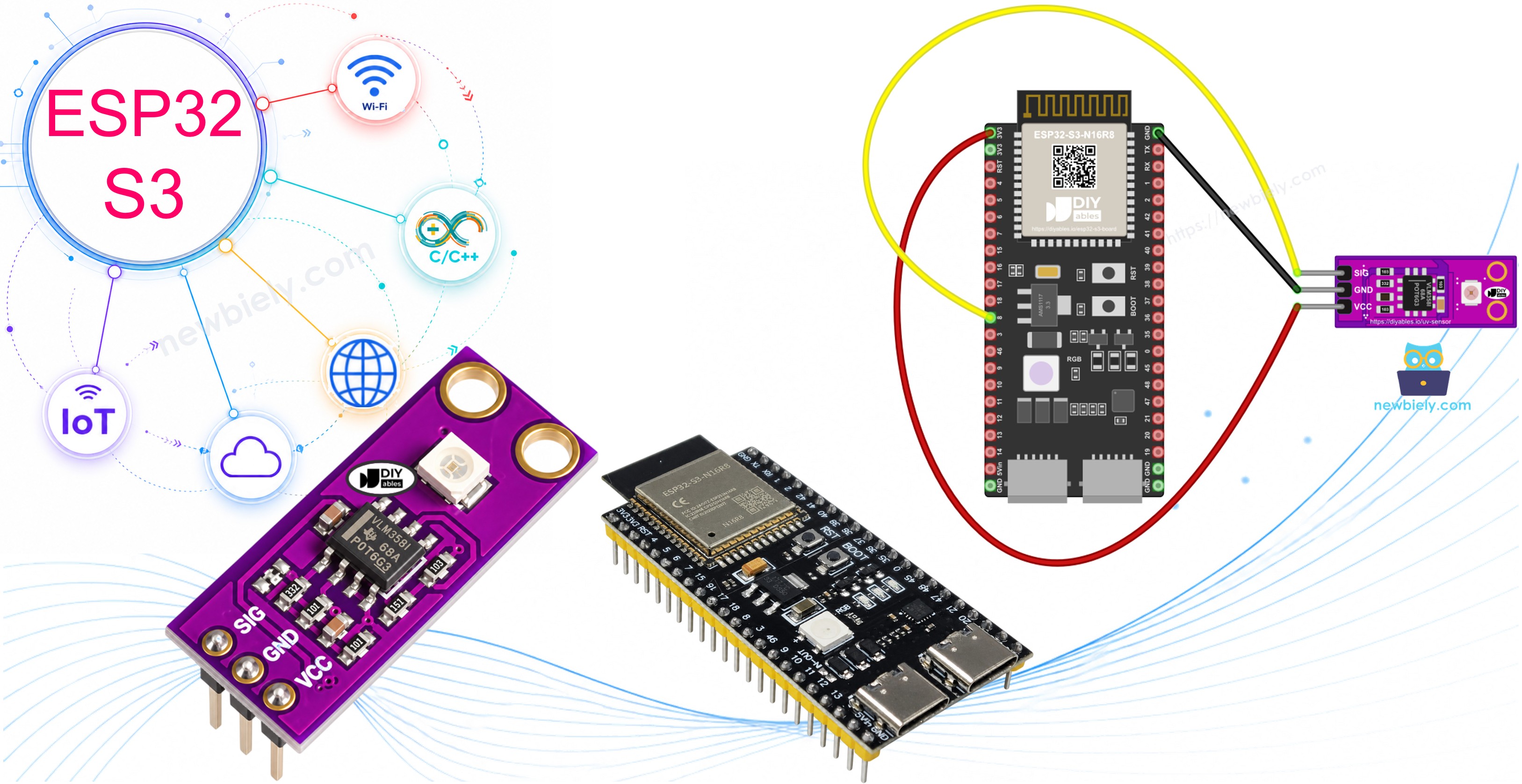 ESP32 S3 and GUVA-S12SD UV Sensor