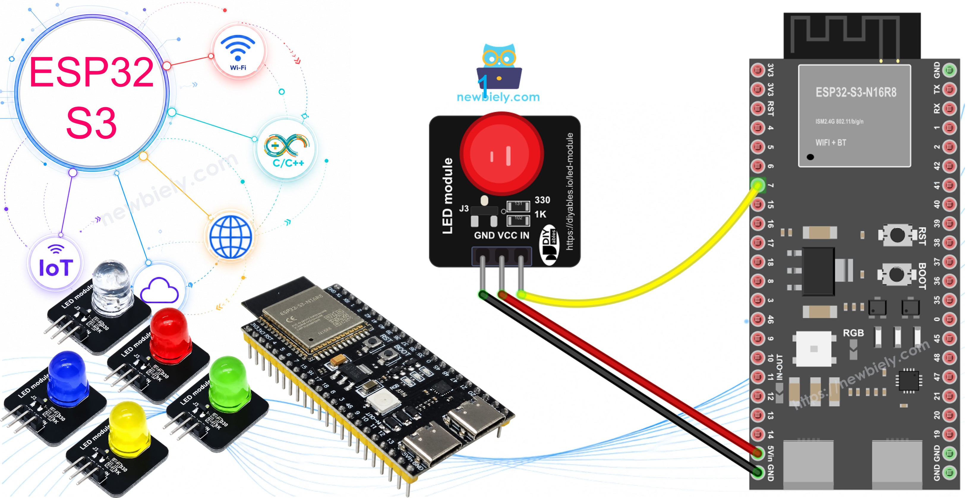 ESP32 S3 and 10mm LED Module