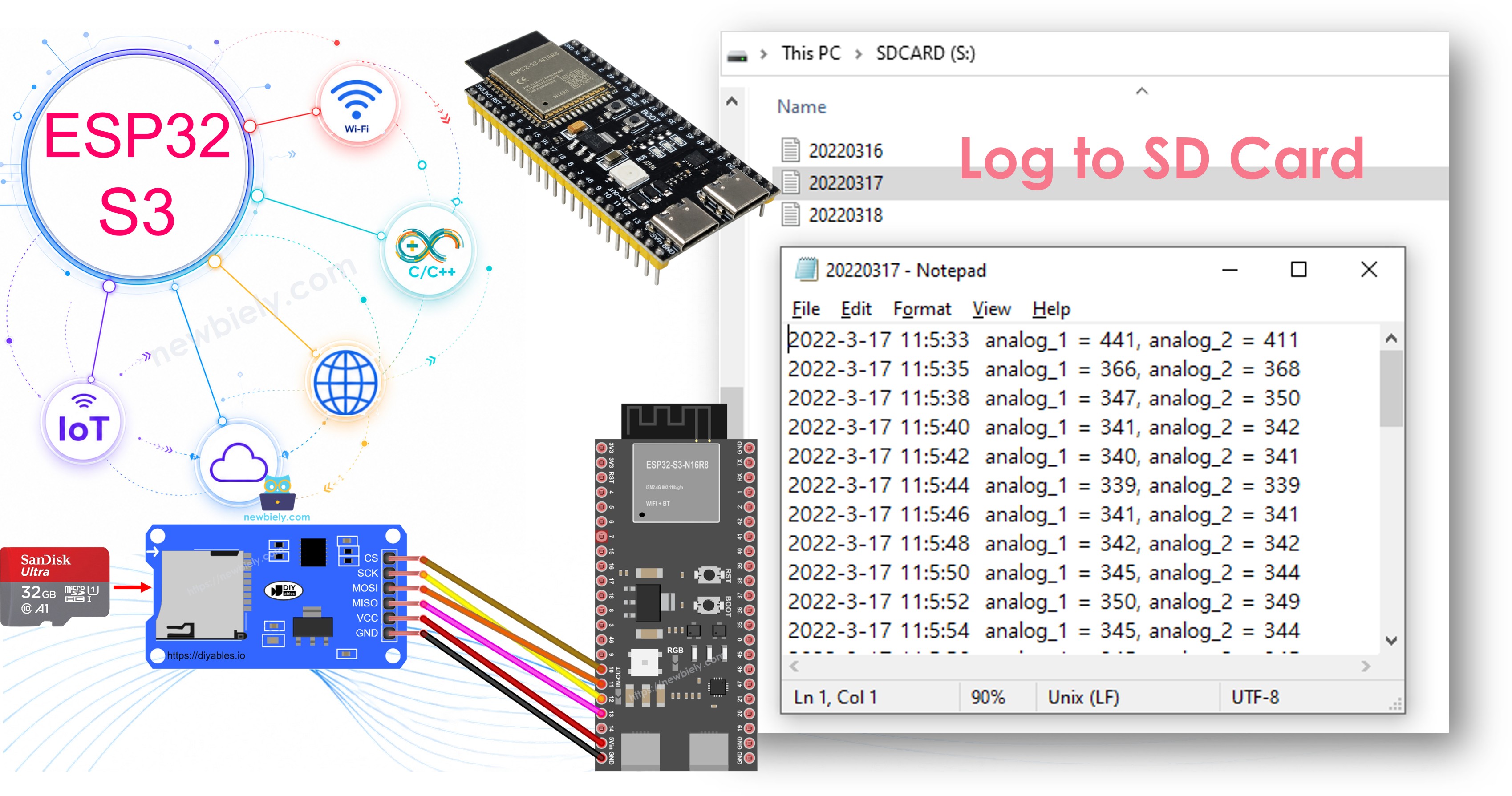 ESP32 S3 Log Data with Timestamp to Micro SD Card