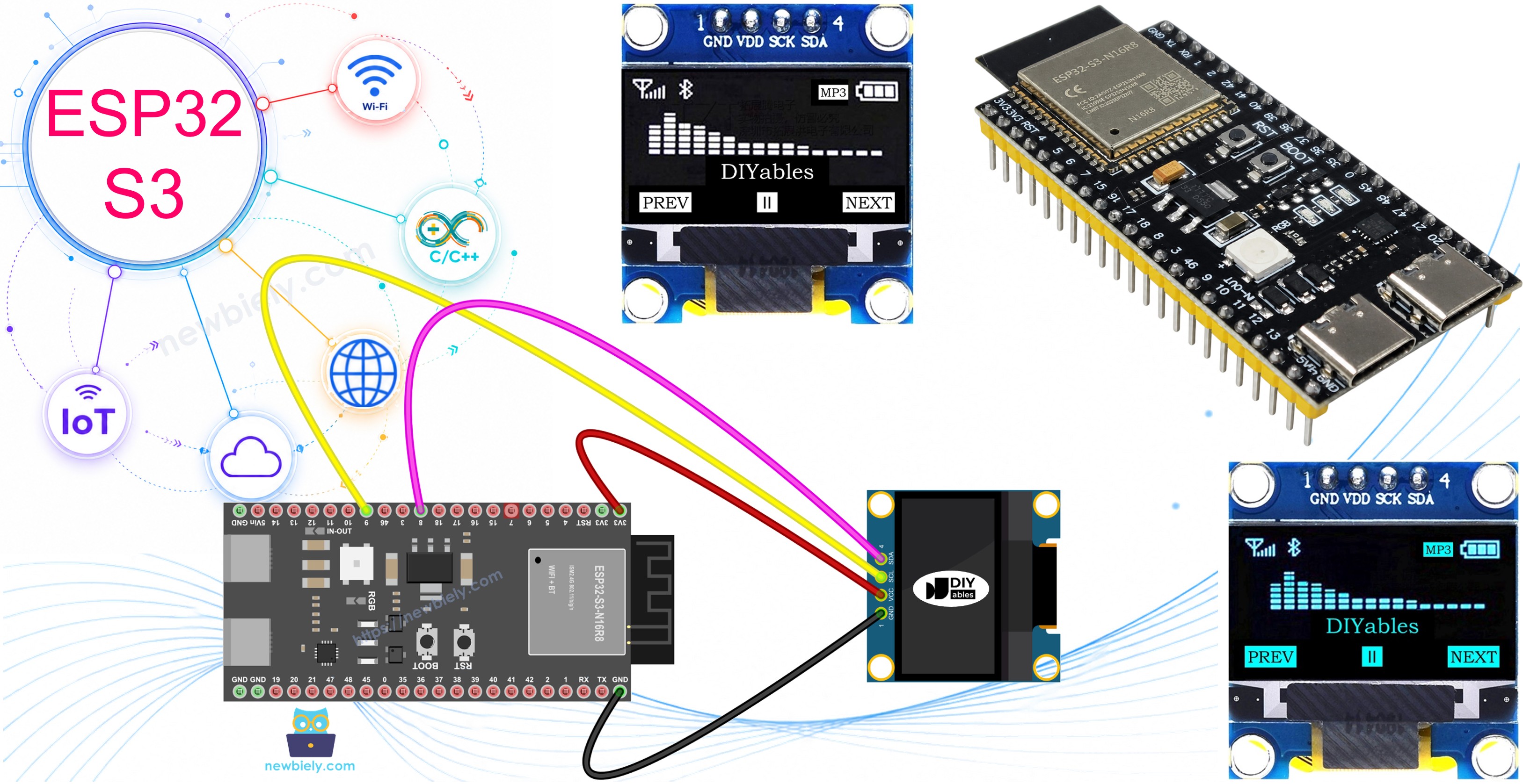 ESP32 S3 OLED 128x64 display