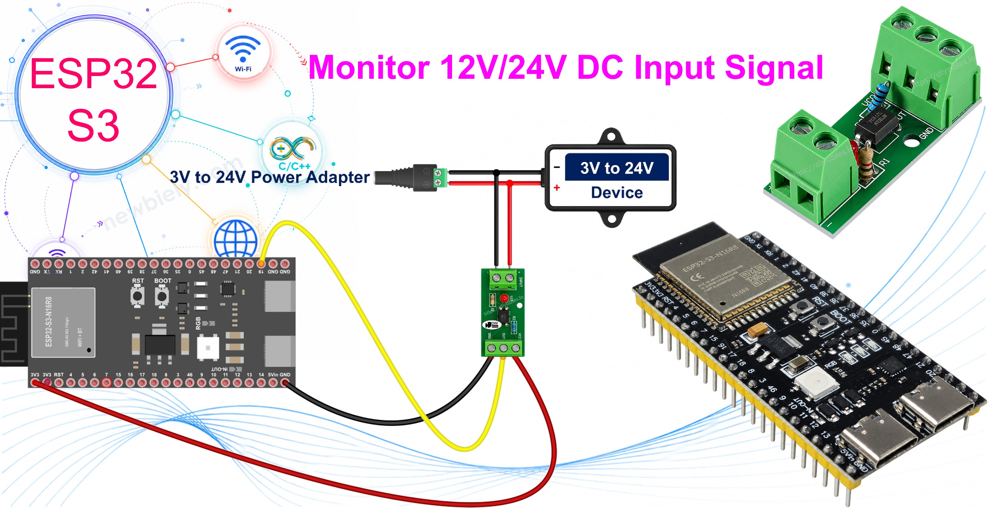 ESP32 S3 PC817 optocoupler isolated 24V digital input