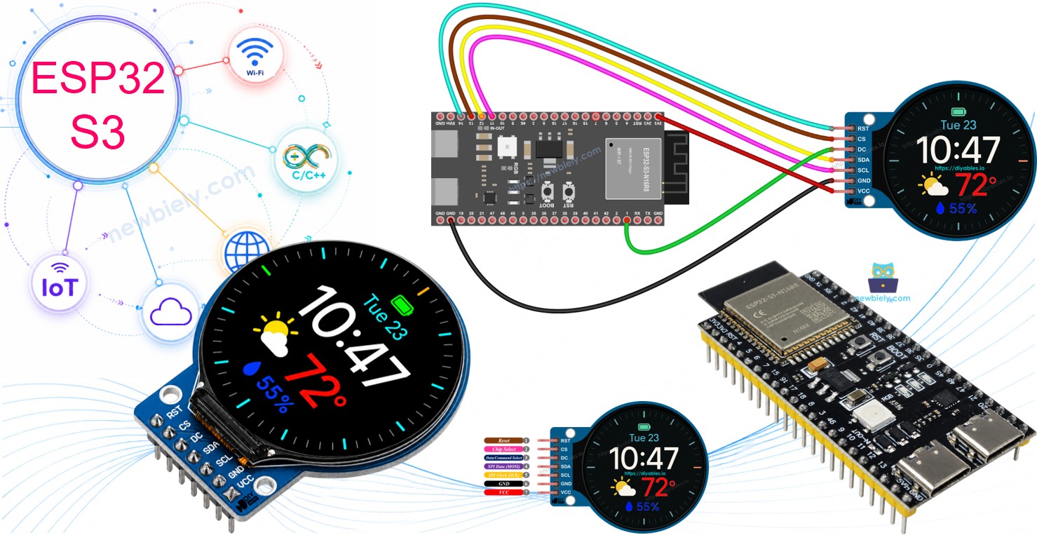ESP32 S3 1.28 Inch Round Circular TFT LCD Display