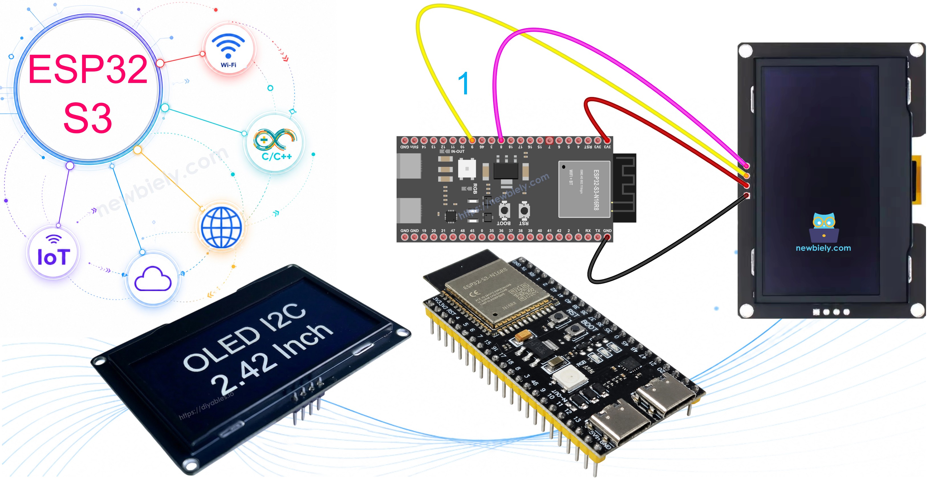 ESP32 S3 SSD1309 OLED 128x64 display
