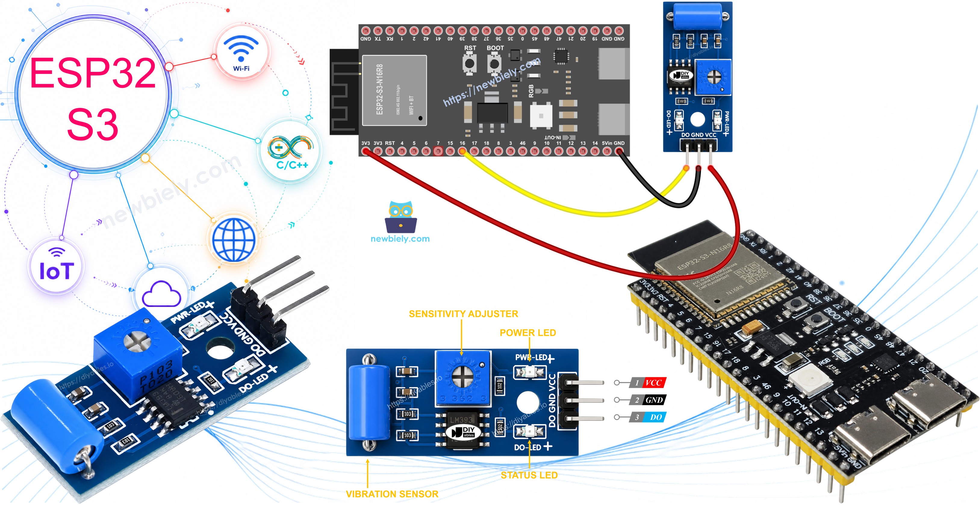 ESP32 S3 SW-420 VIBRATION SENSOR