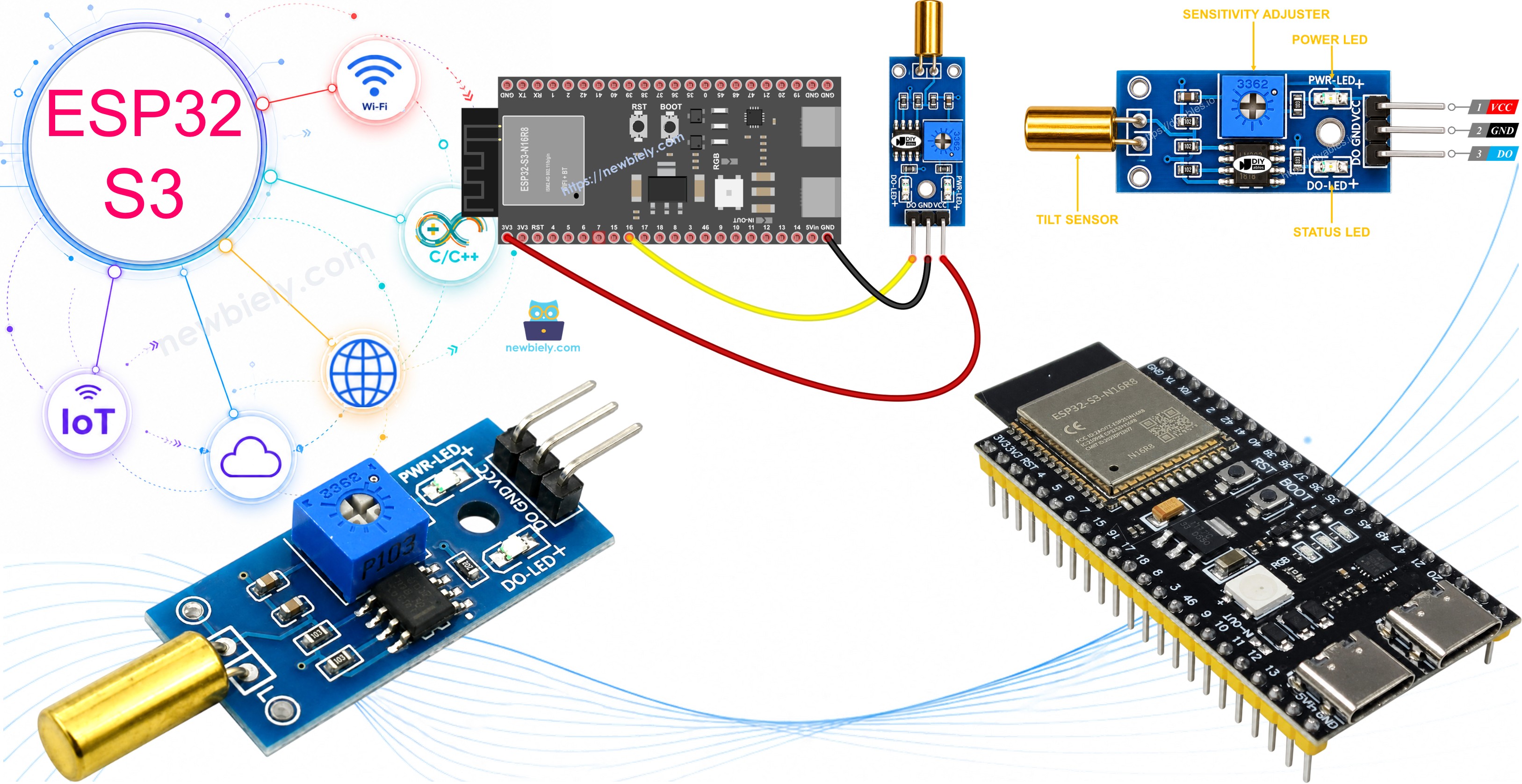 ESP32 S3 SW520D TILT SENSOR